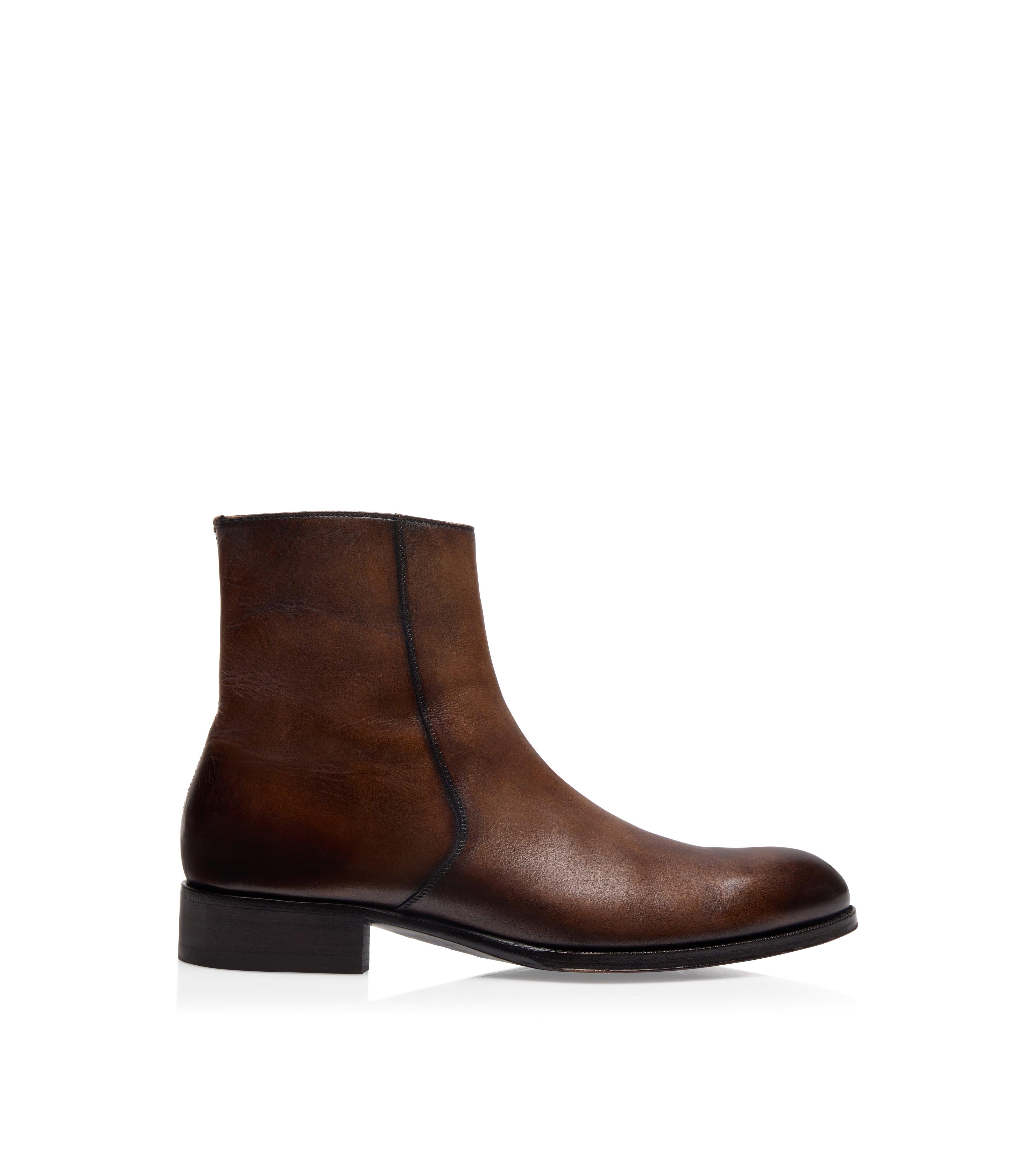 Tom Ford Burnished Leather Edgar Zip Boot