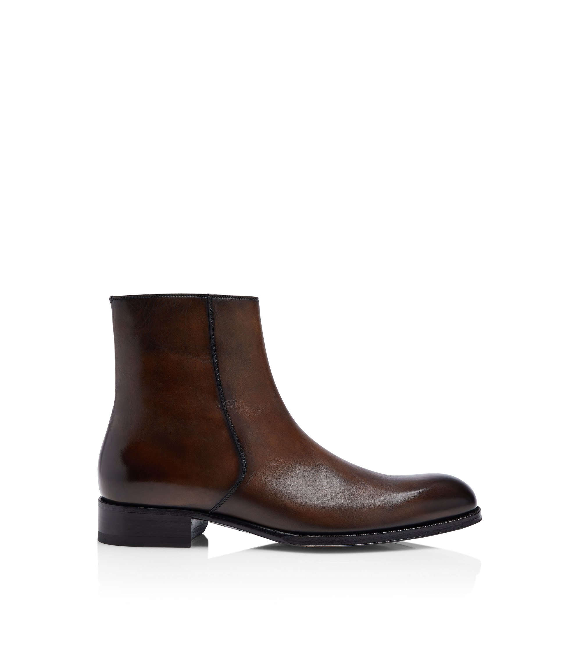 Tom Ford Burnished Leather Elkan Zip Boot
