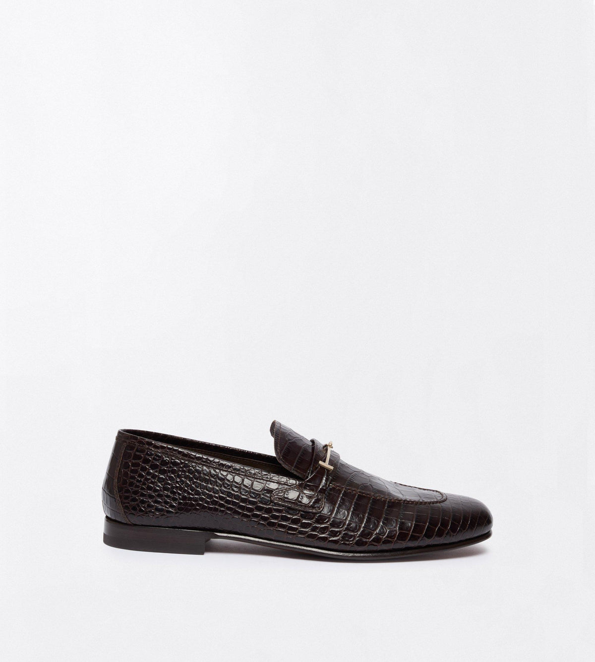 Tom Ford Burnished Leather Double T Hardware Gigi Loafer