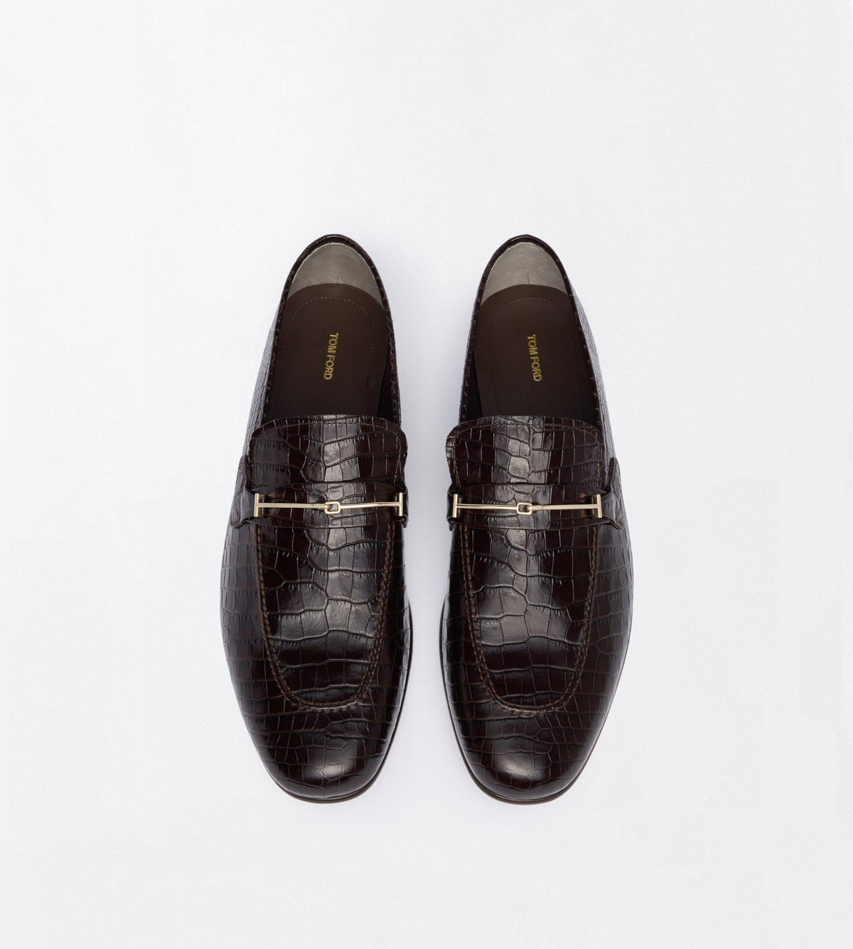 Tom Ford Burnished Leather Double T Hardware Gigi Loafer
