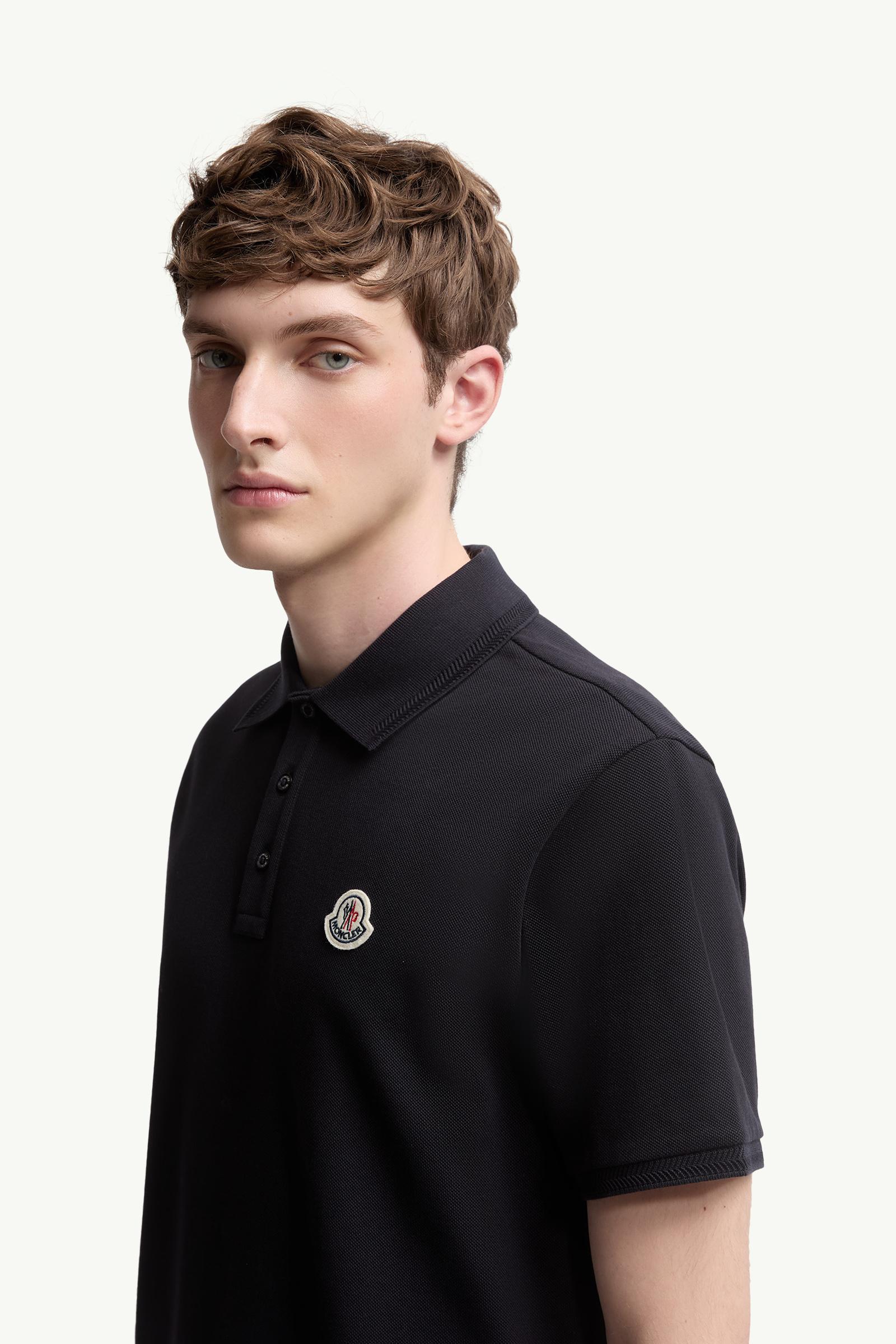 Moncler Logo Patch Cotton Piquet Polo Shirt Night Blue Night Blue