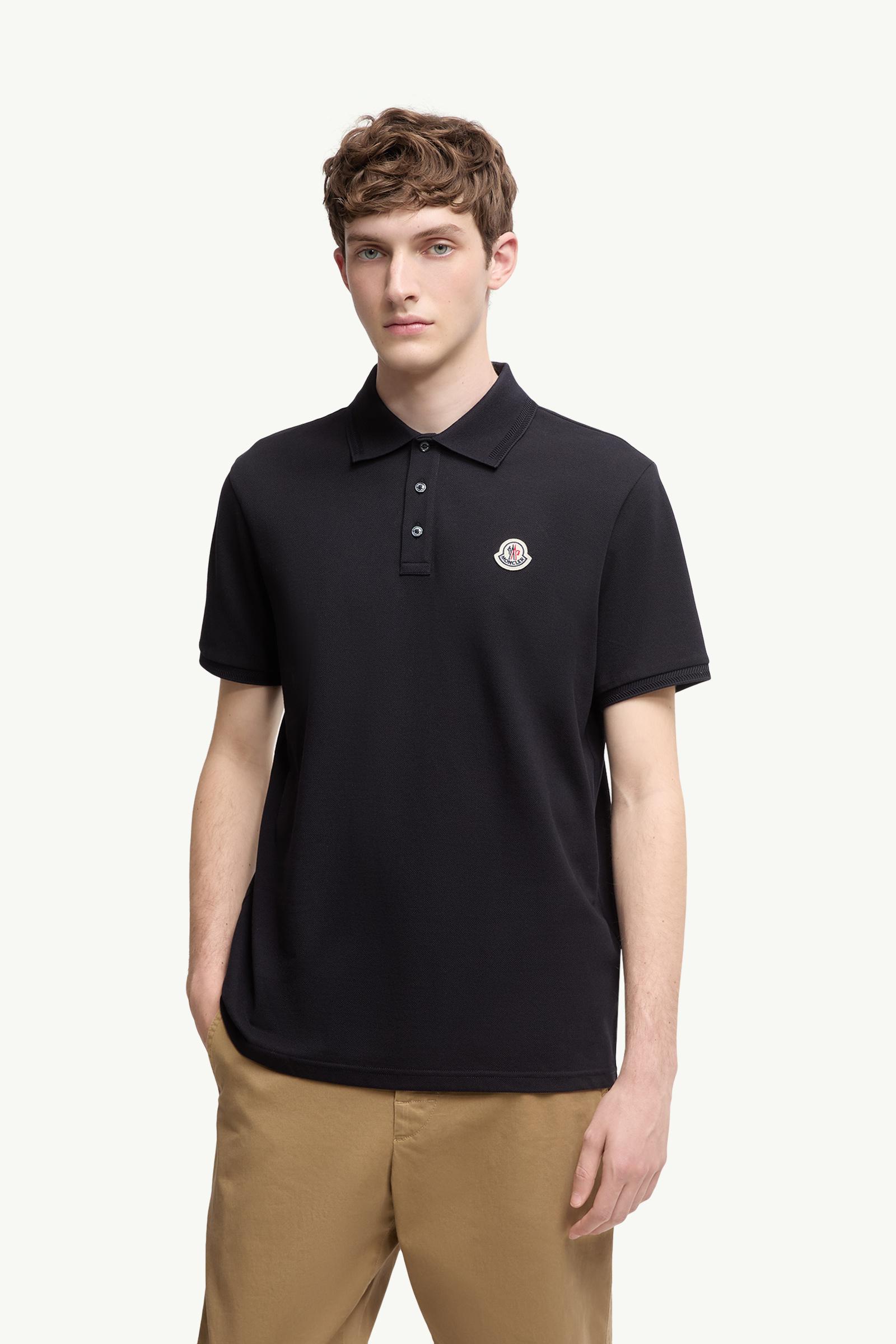 Moncler Logo Patch Cotton Piquet Polo Shirt Night Blue Night Blue