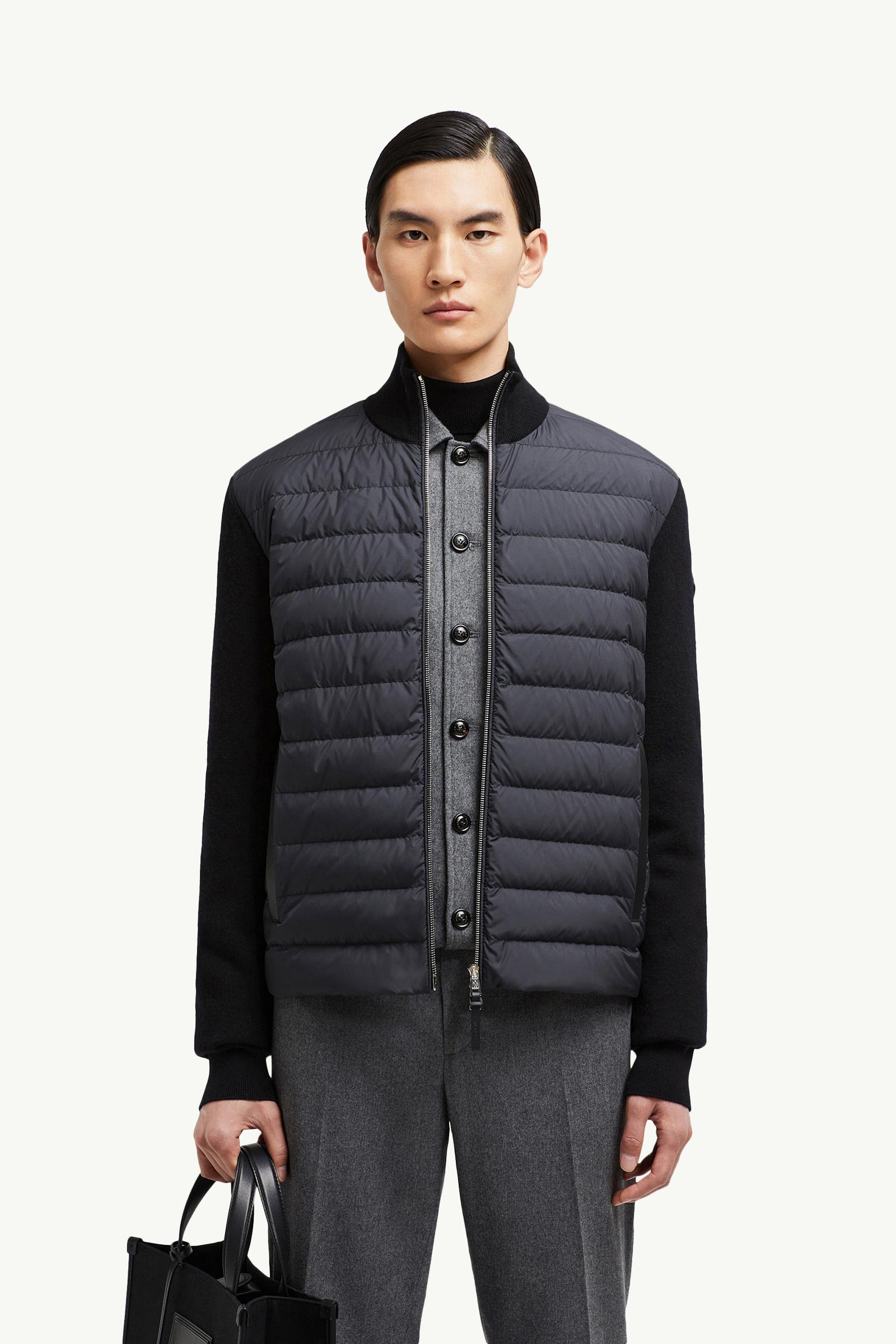 Moncler Padded Wool & Cashmere Zip-Up Cardigan Black Black