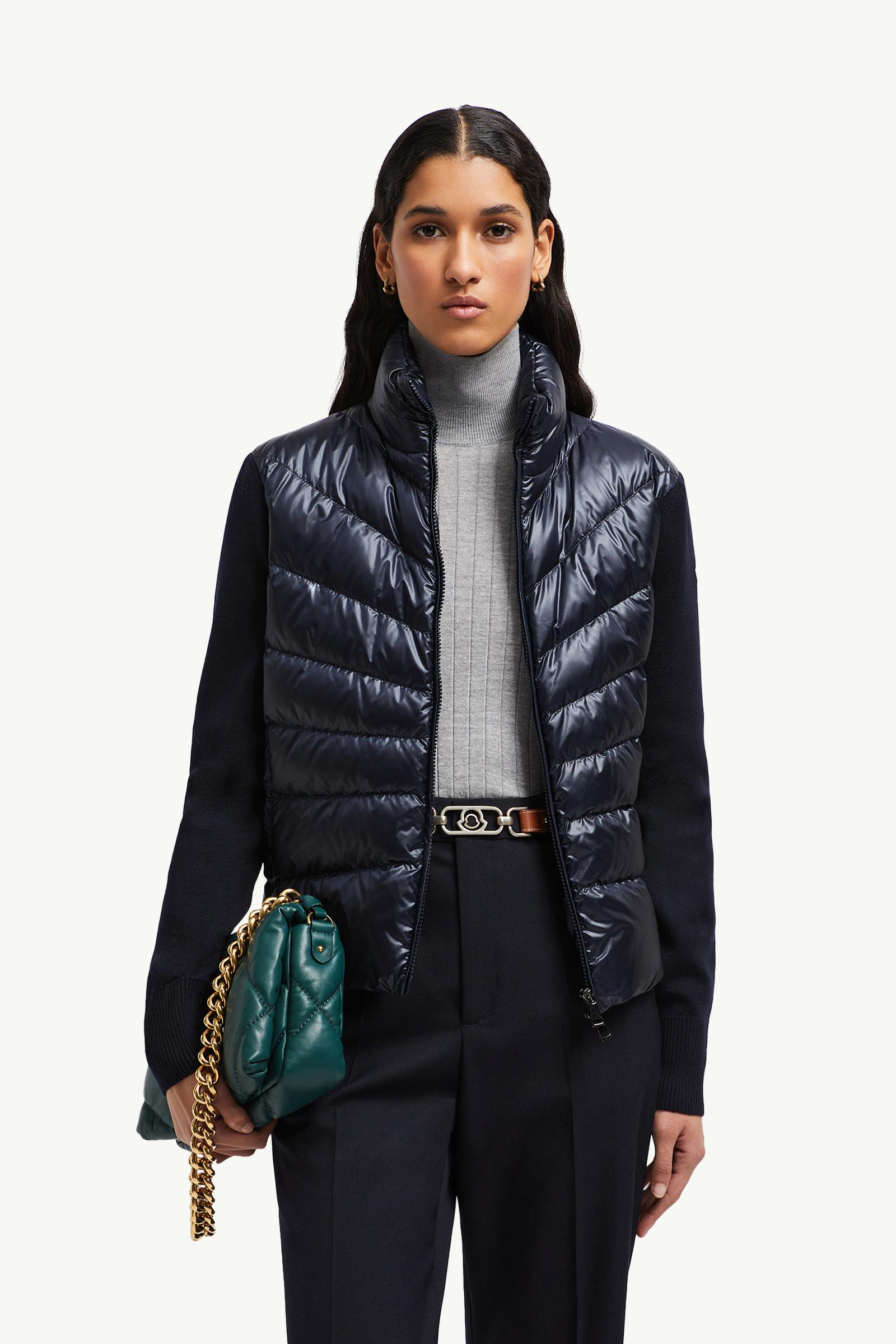 Moncler Padded Wool Cardigan Navy Blue Navy Blue