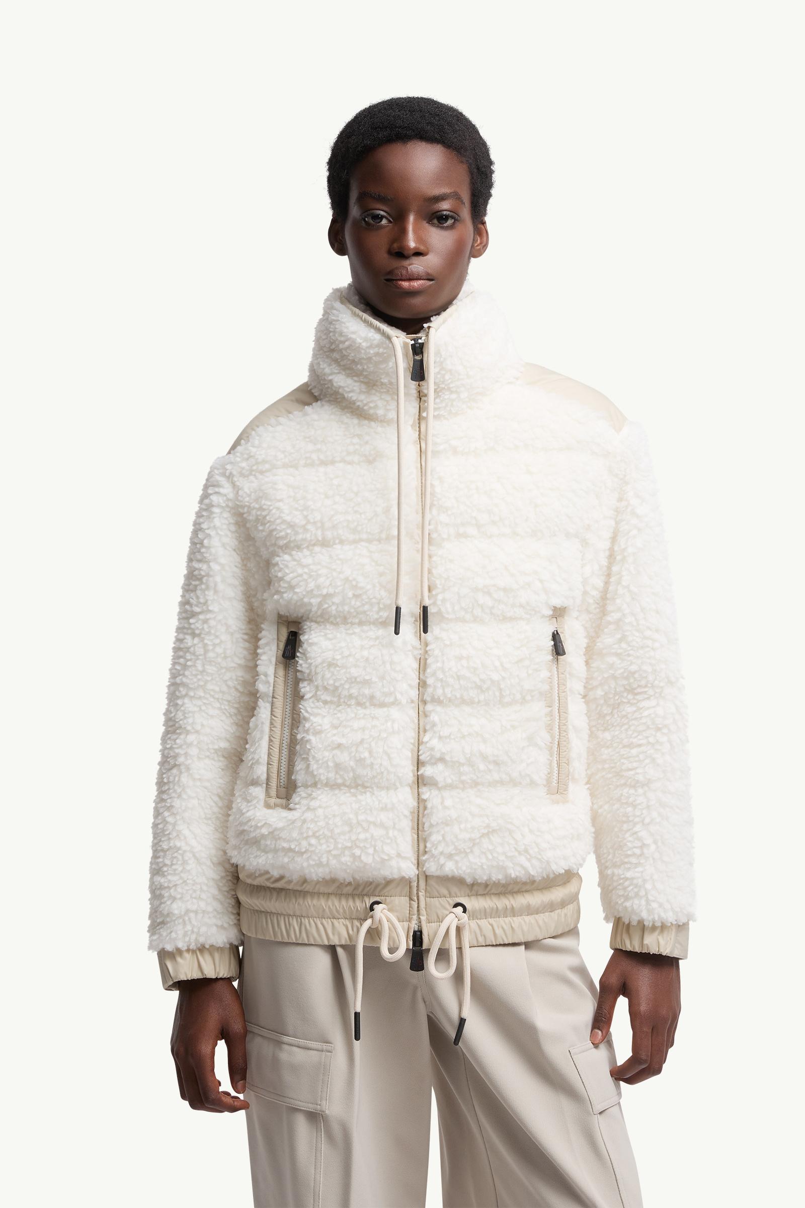 Moncler Padded Teddy Zip-Up Cardigan White White