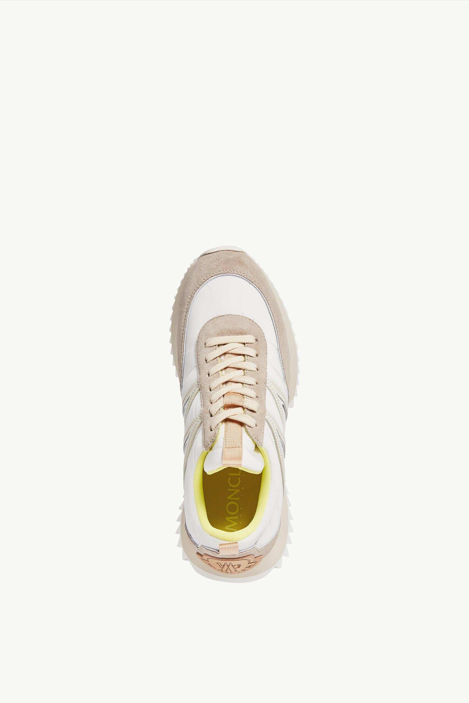 Moncler Pacey Nylon & Suede Sneakers Beige & White