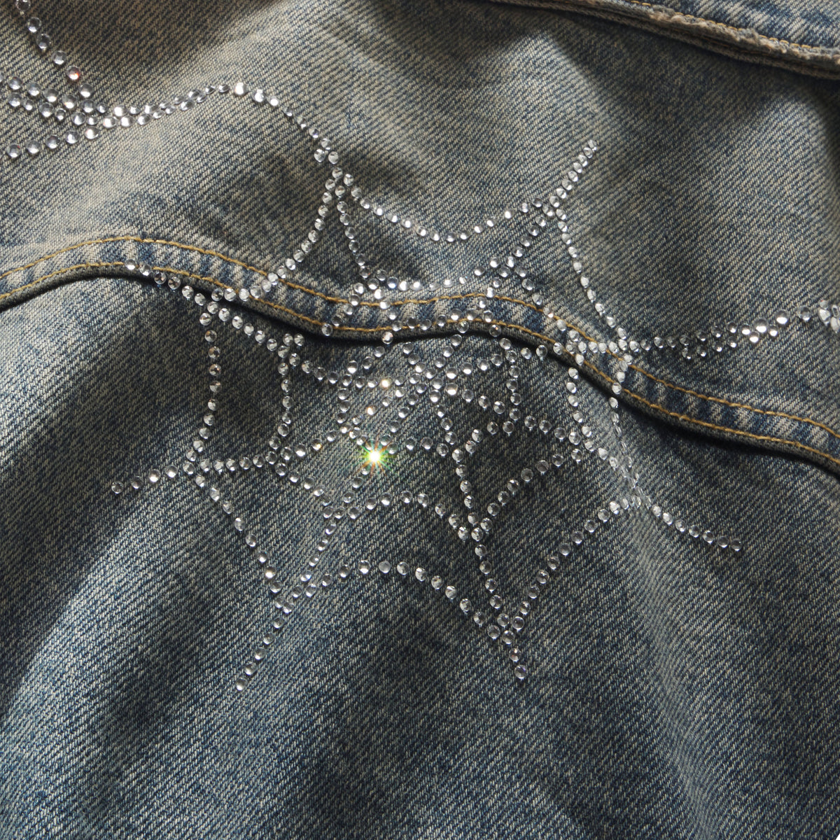 Sp5der Rhinestone WEB Denim Jacket