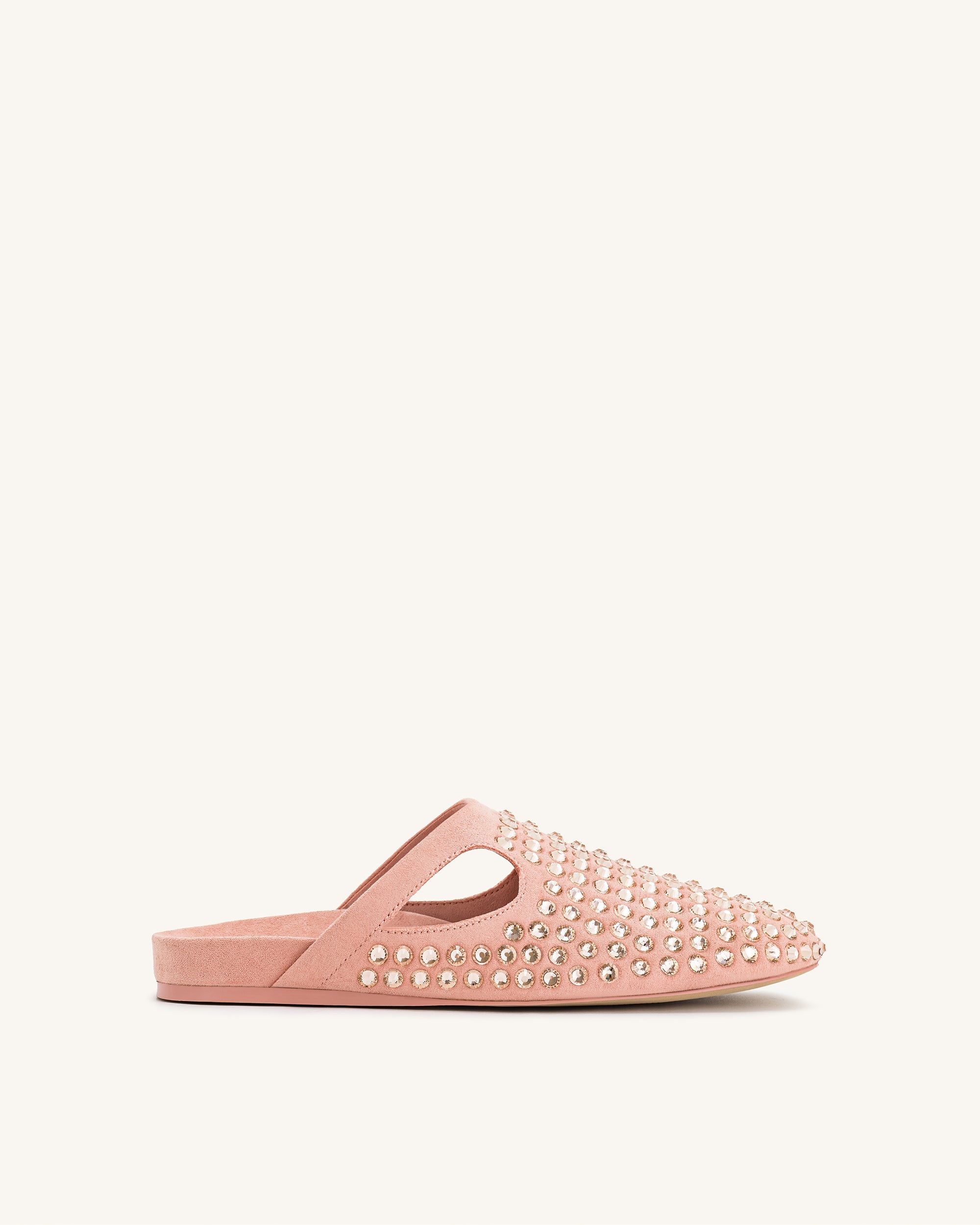 Jw Pei Athena Artificial Crystal Flat Mules Pink Beige