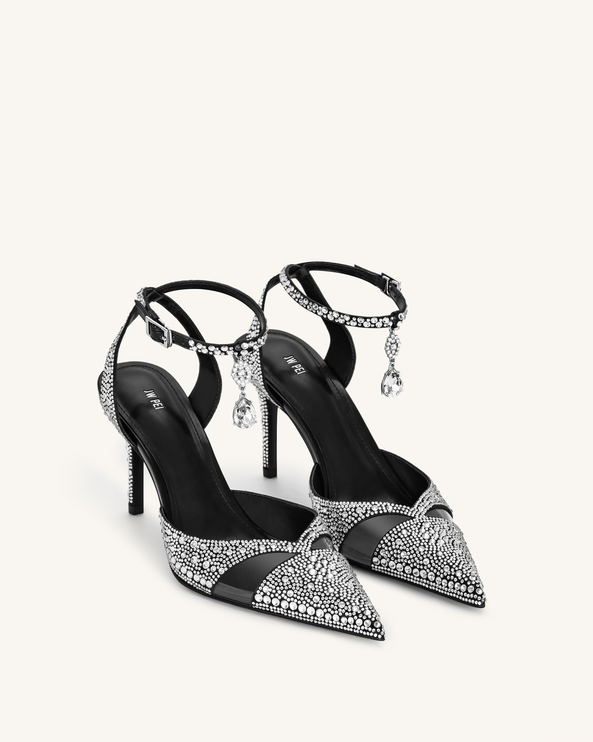 Jw Pei Haidi Artificial Crystal Pumps Black