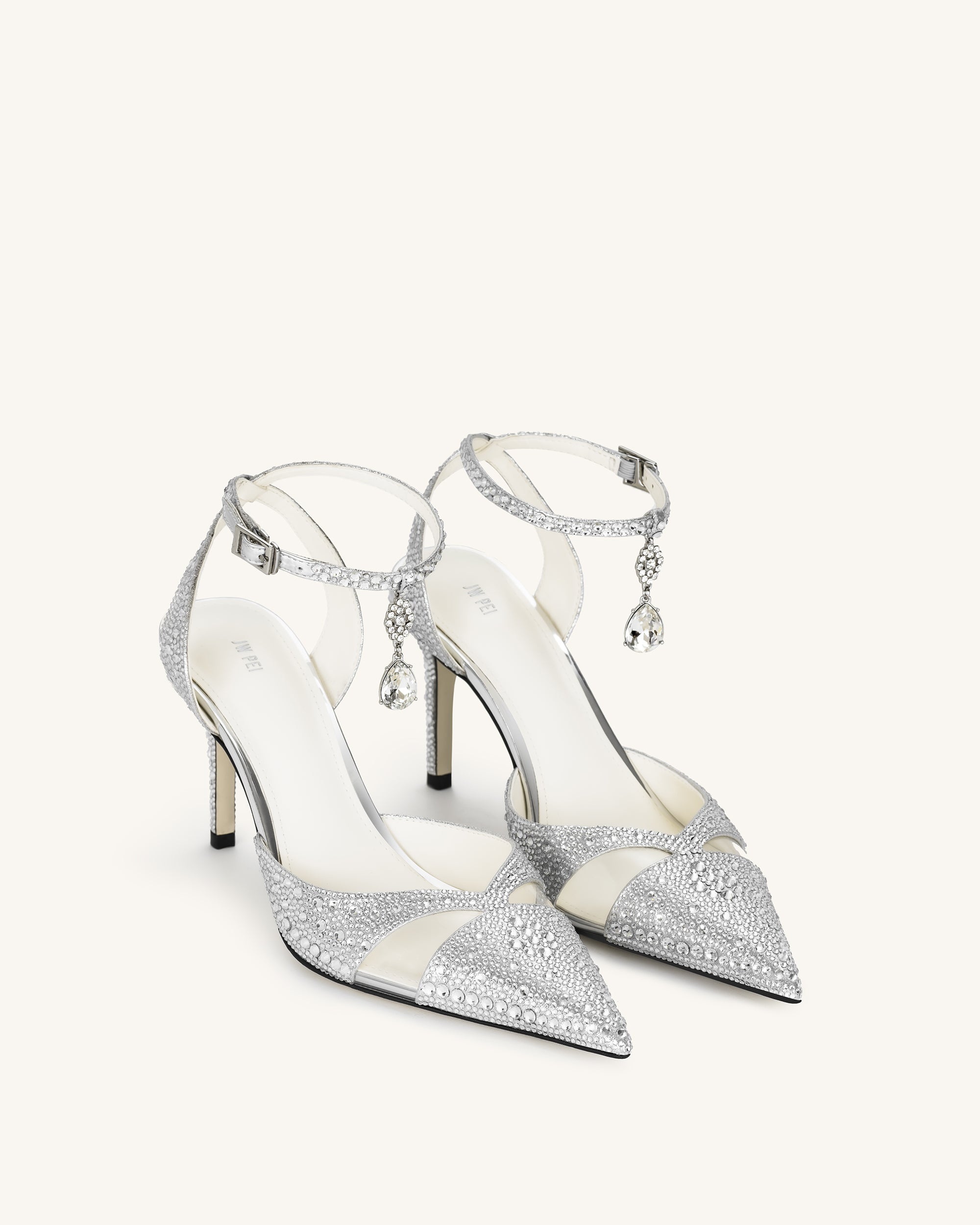 Jw Pei Haidi Artificial Crystal Pumps Silver