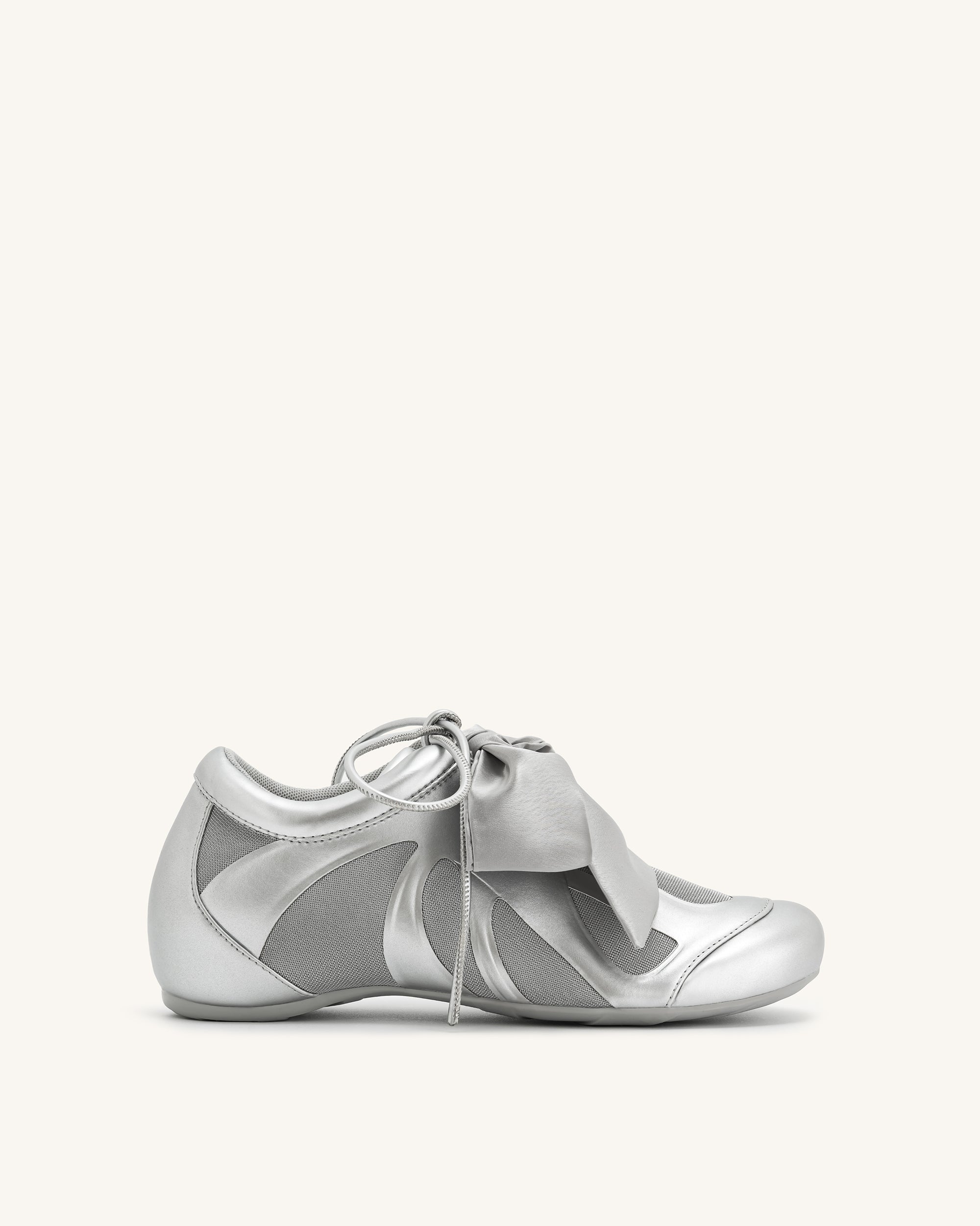 Jw Pei Rosie Metallic Bow Tie Low Top Sneakers Silver