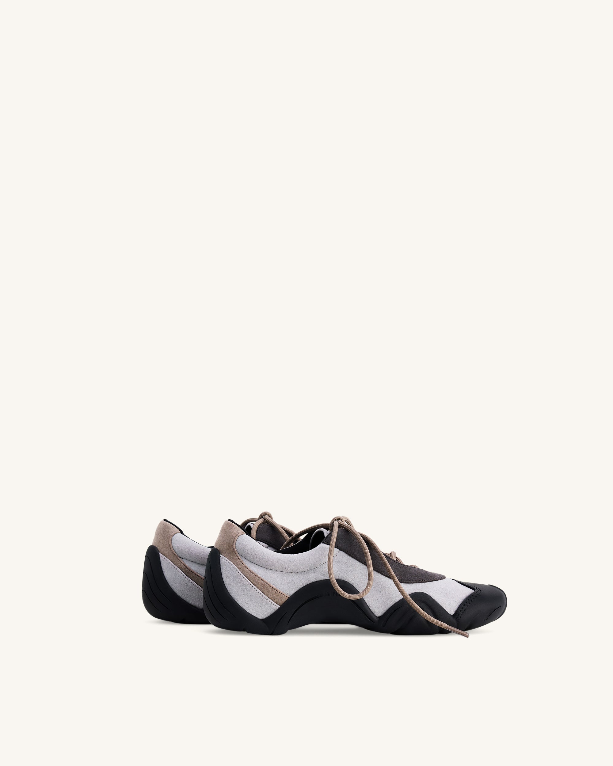 Jw Pei Caitlin Faux Suede Lace Up Ballerina Sneakers Grey Mix