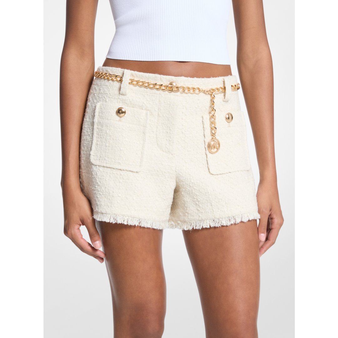 Michael Kors Eyelash Tweed Mini Shorts BONE