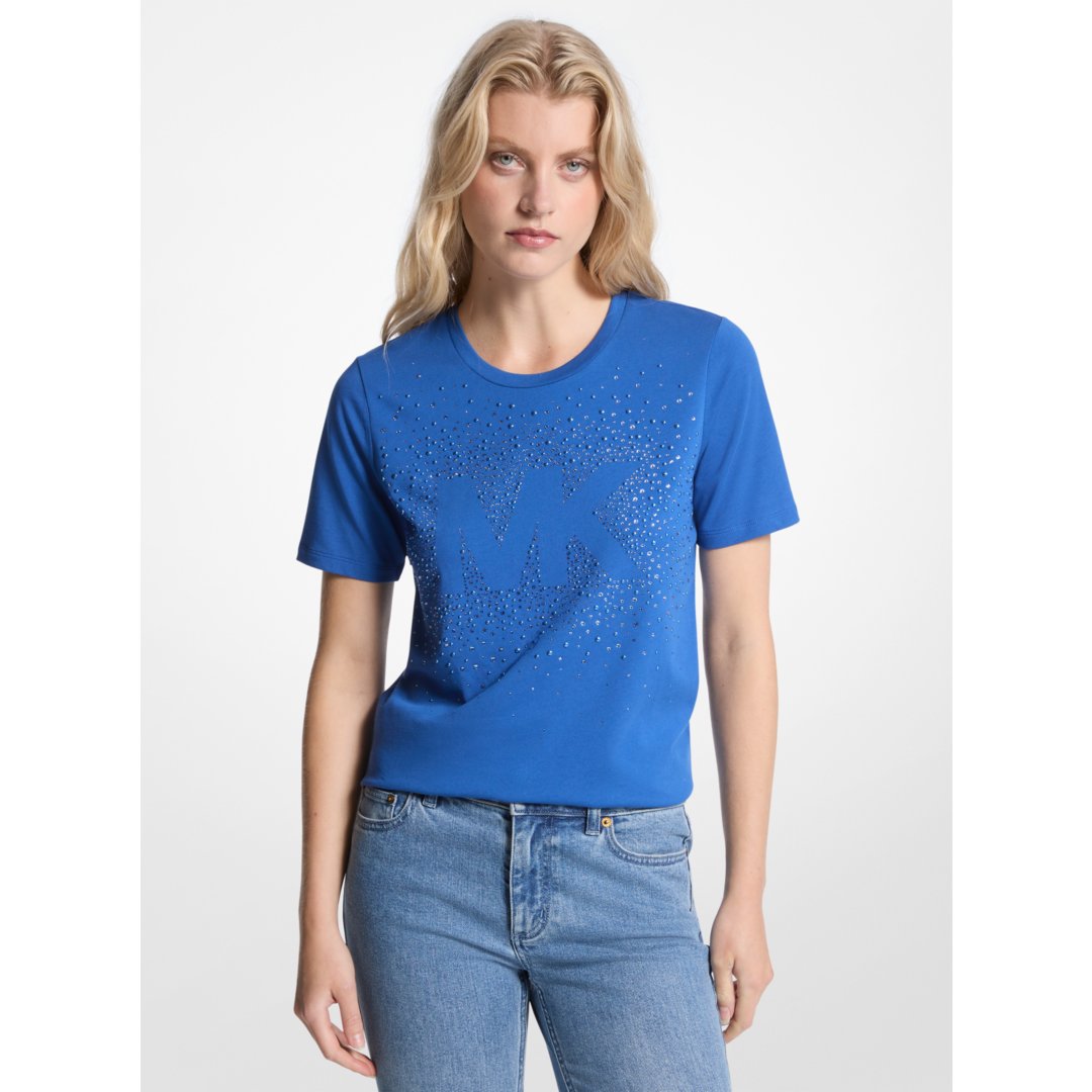 Michael Kors Embellished Logo Cotton T-Shirt GALAXY BLUE