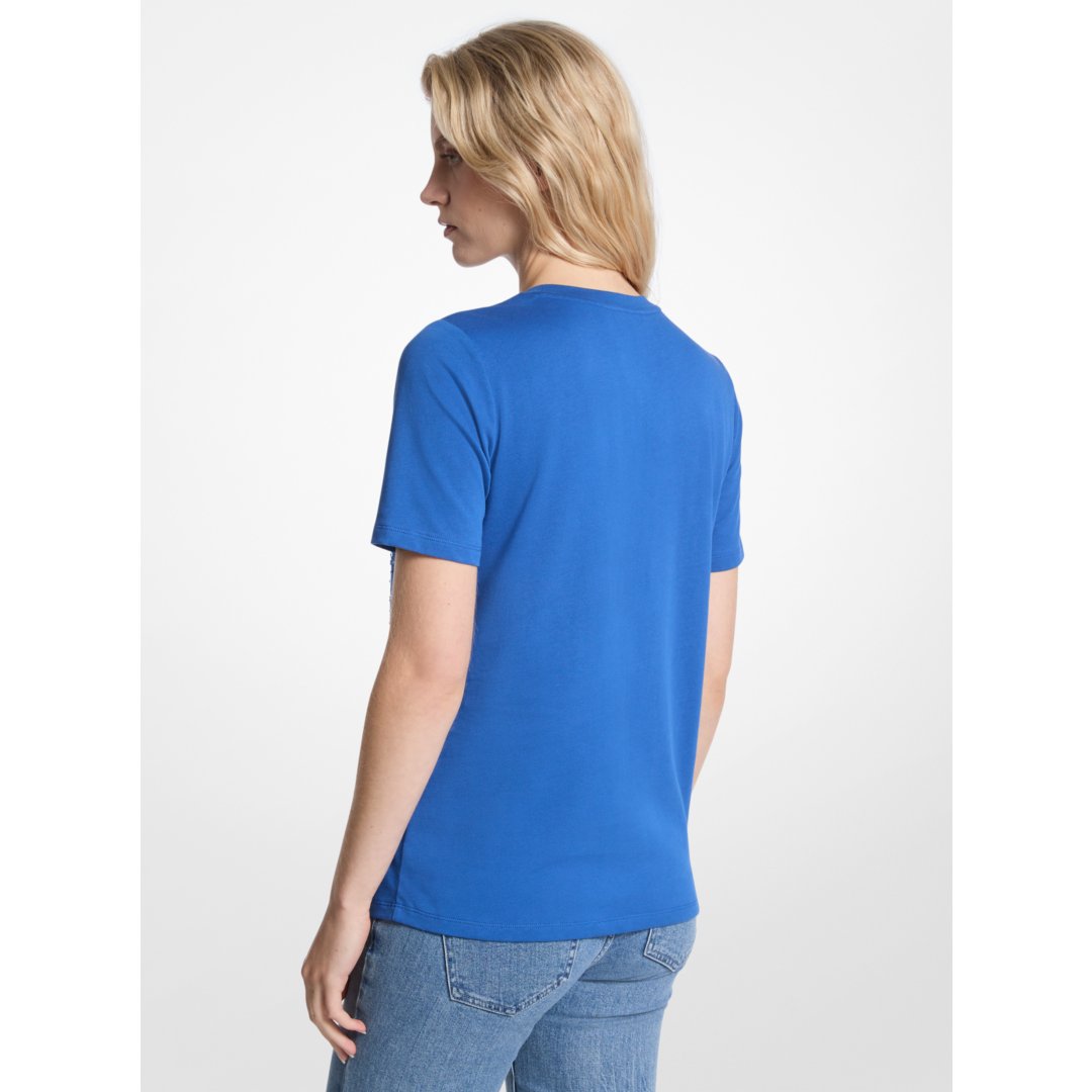 Michael Kors Embellished Logo Cotton T-Shirt GALAXY BLUE
