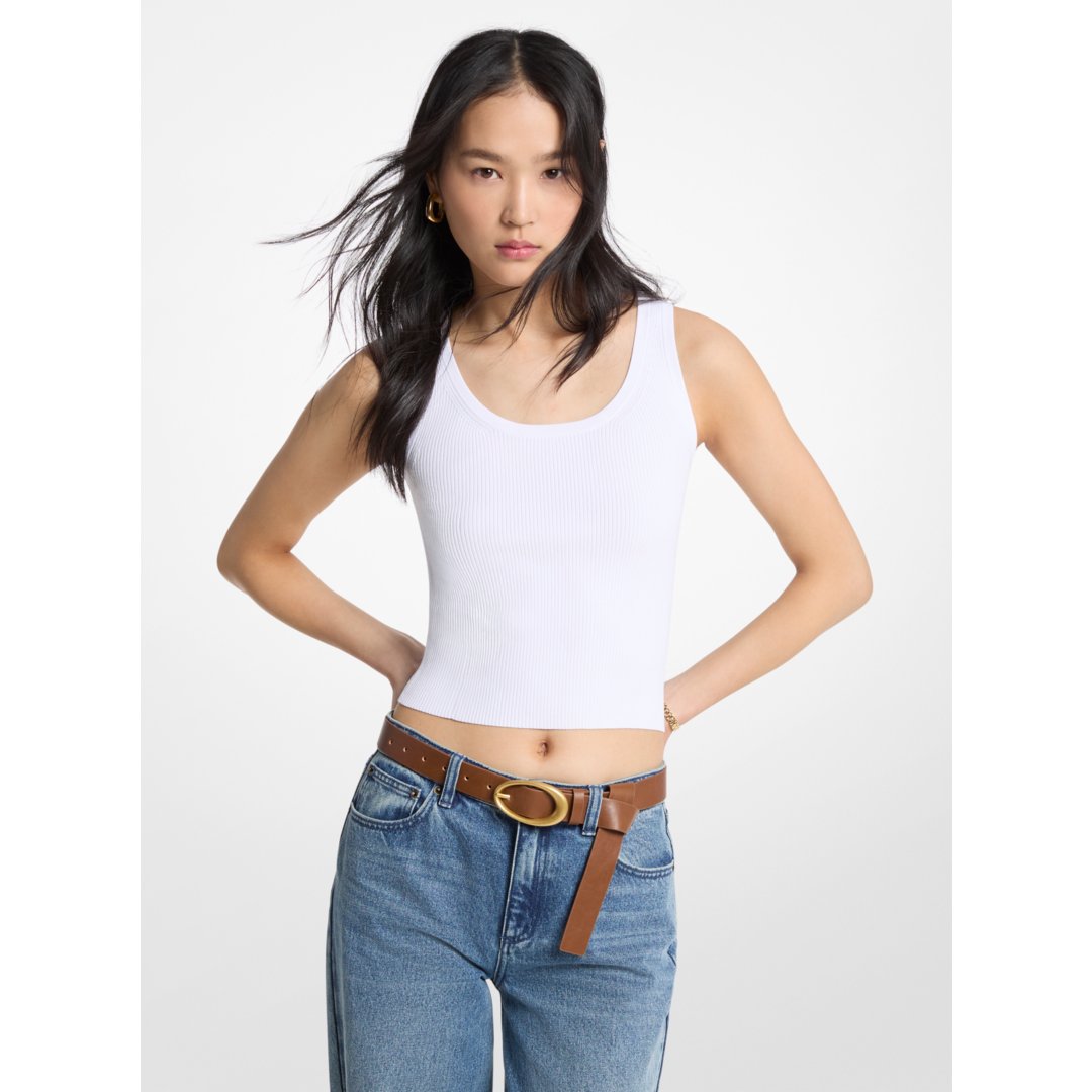 Michael Kors Ribbed Viscose Tank Top WHITE