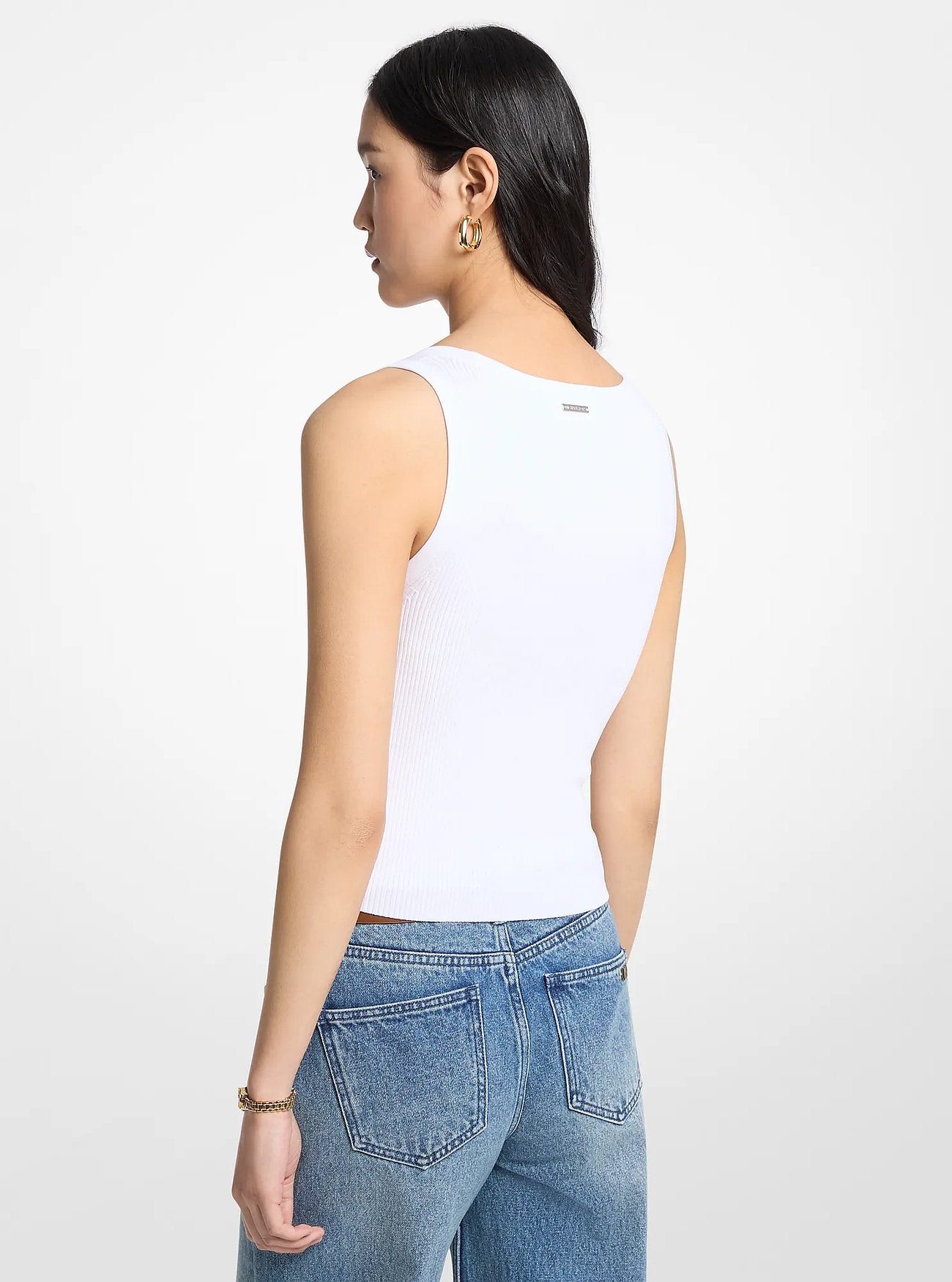 Michael Kors Ribbed Viscose Tank Top WHITE