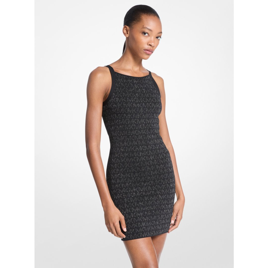 Michael Kors Metallic Logo Jacquard Tank Dress BLACK/SILVER