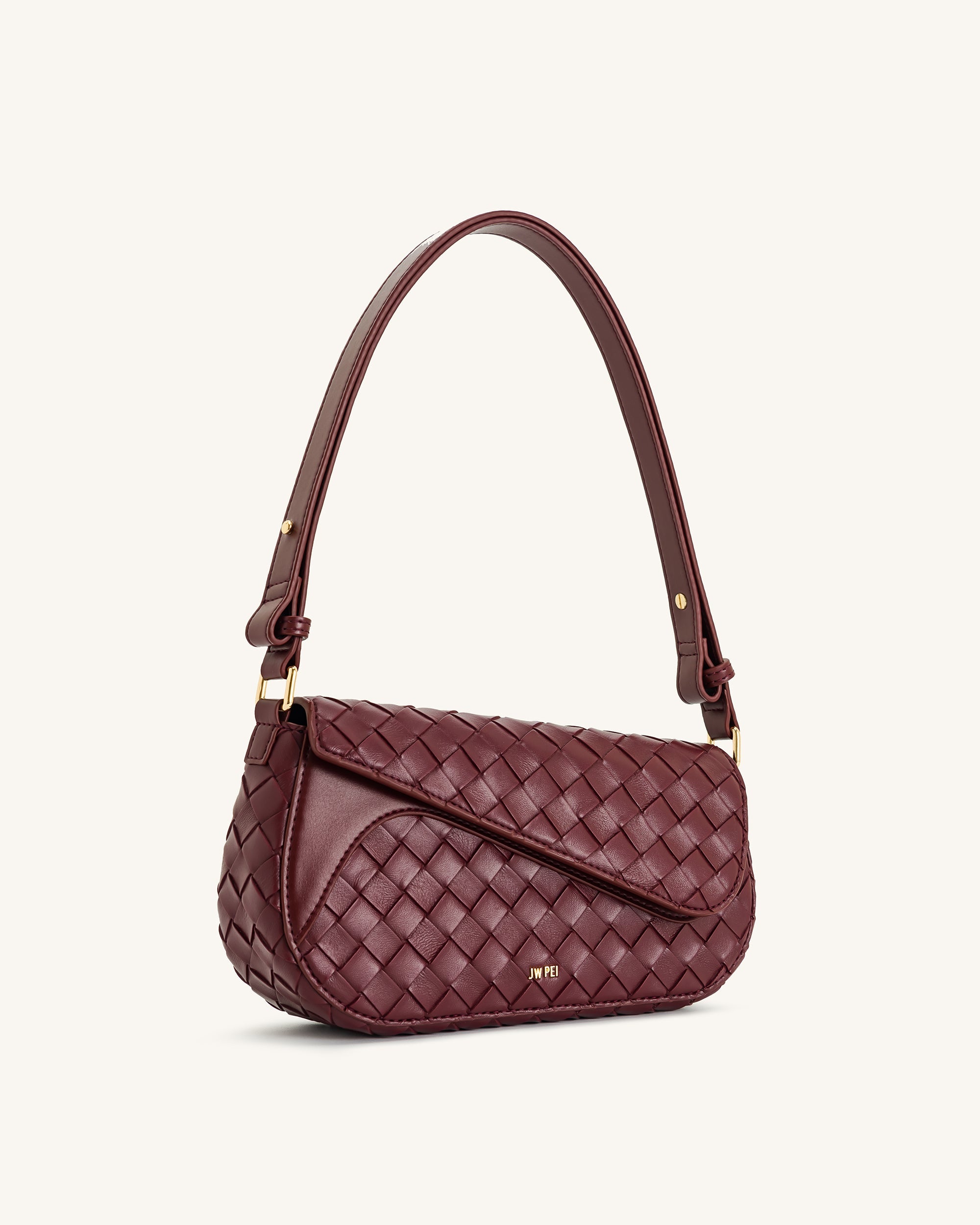 Jw Pei Addisyn Weave Texture Shoulder Bag Burgundy