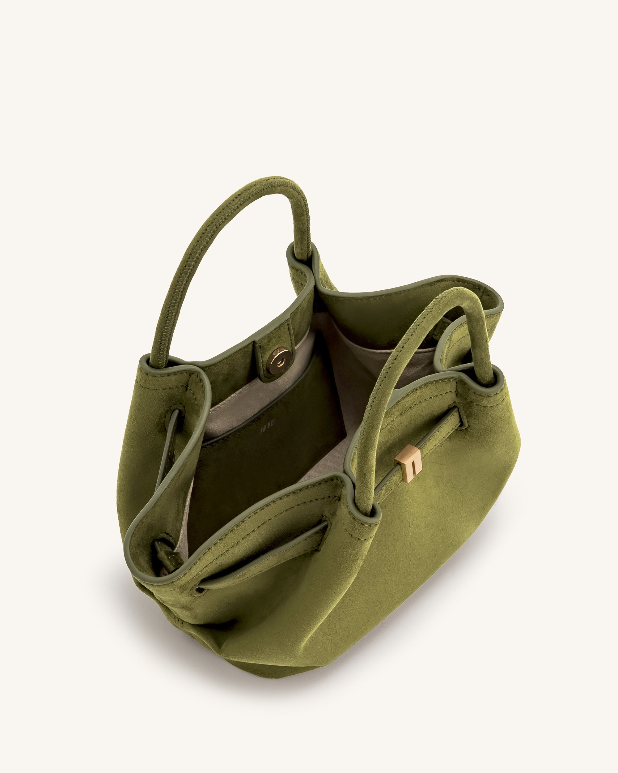 Jw Pei Hana Mini Faux Suede Tote Bag Dark Olive