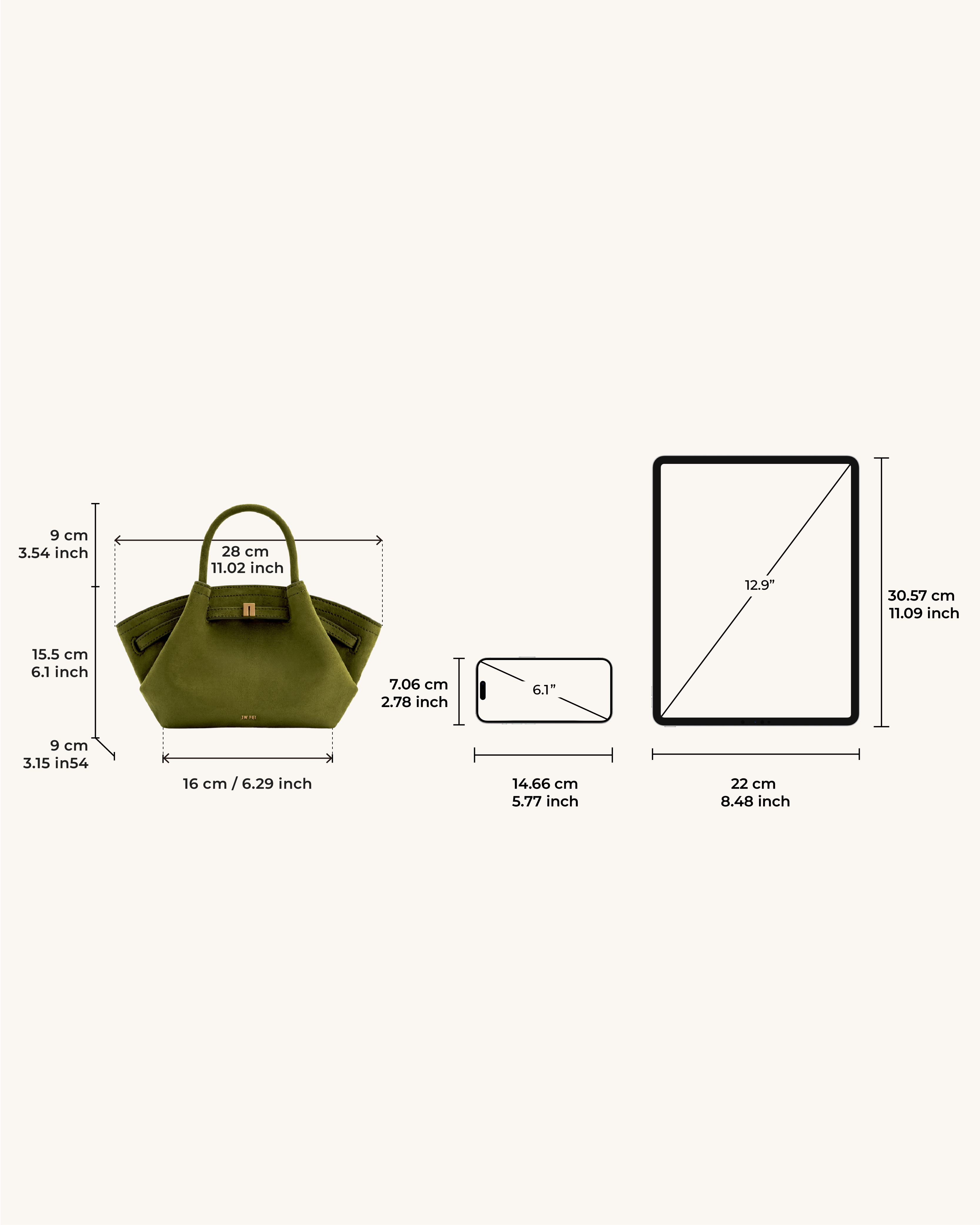Jw Pei Hana Mini Faux Suede Tote Bag Dark Olive