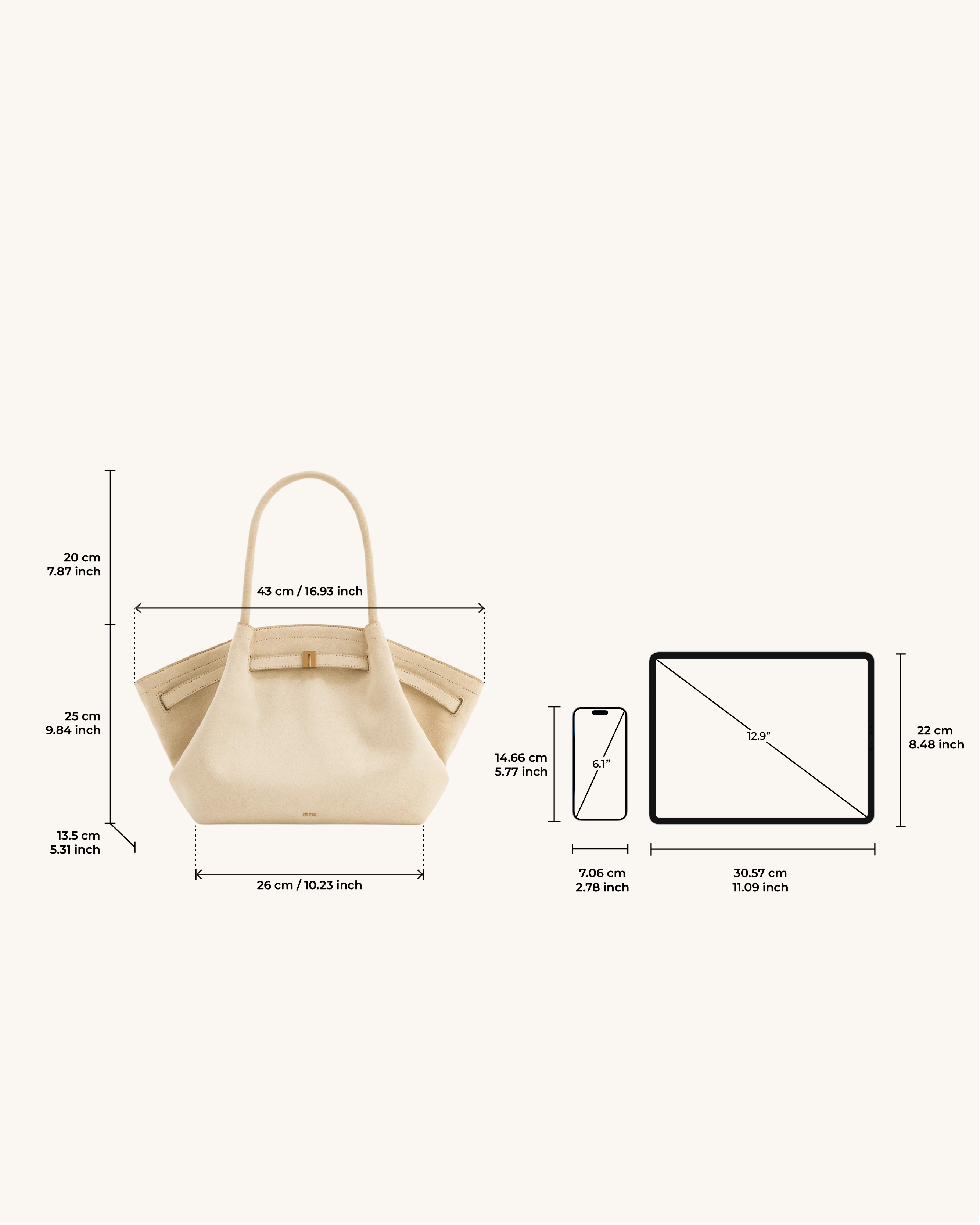 Jw Pei Hana Medium Faux Suede Tote Bag Off White