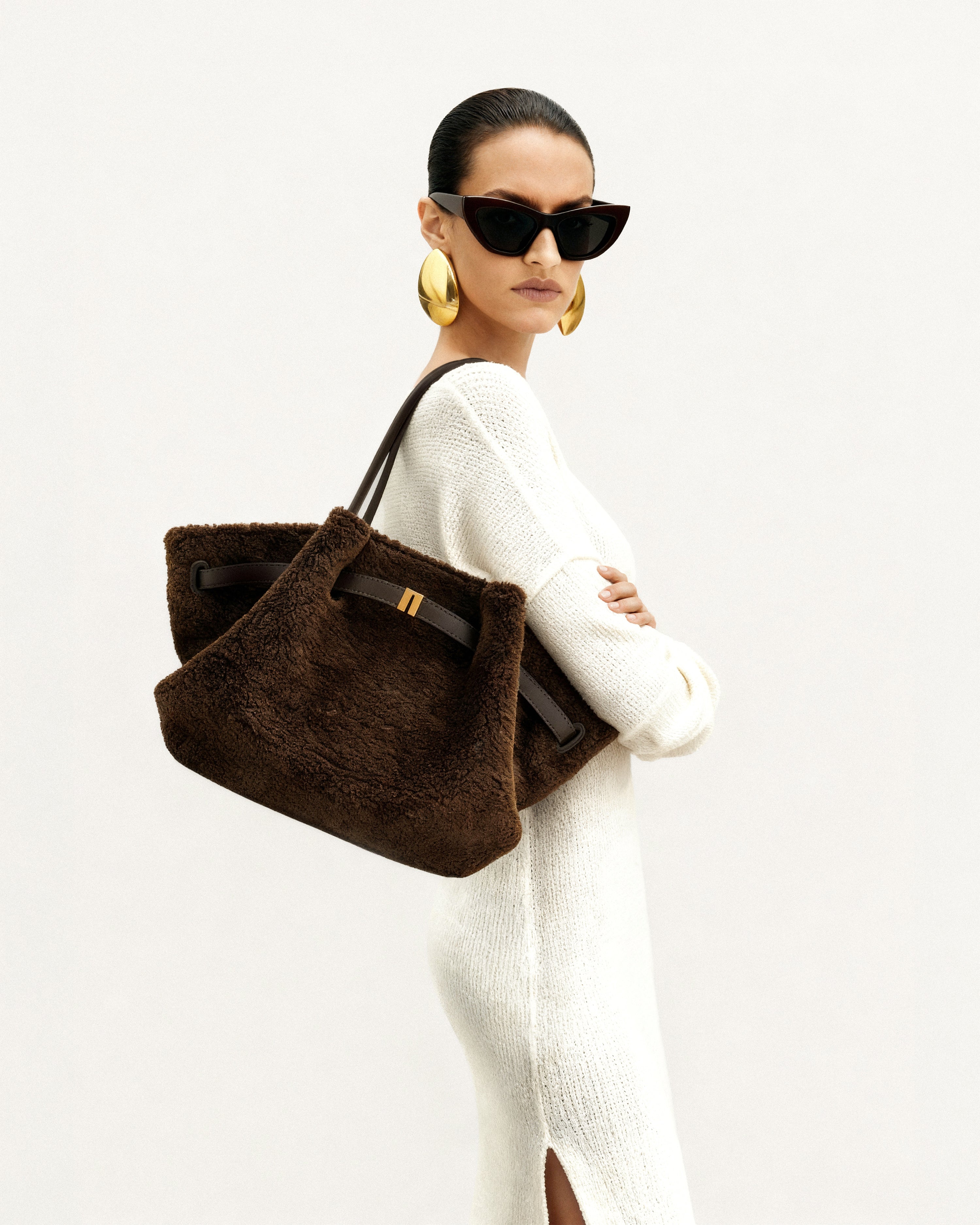 Jw Pei Hana Medium Faux Fur Tote Bag Mocha Brown