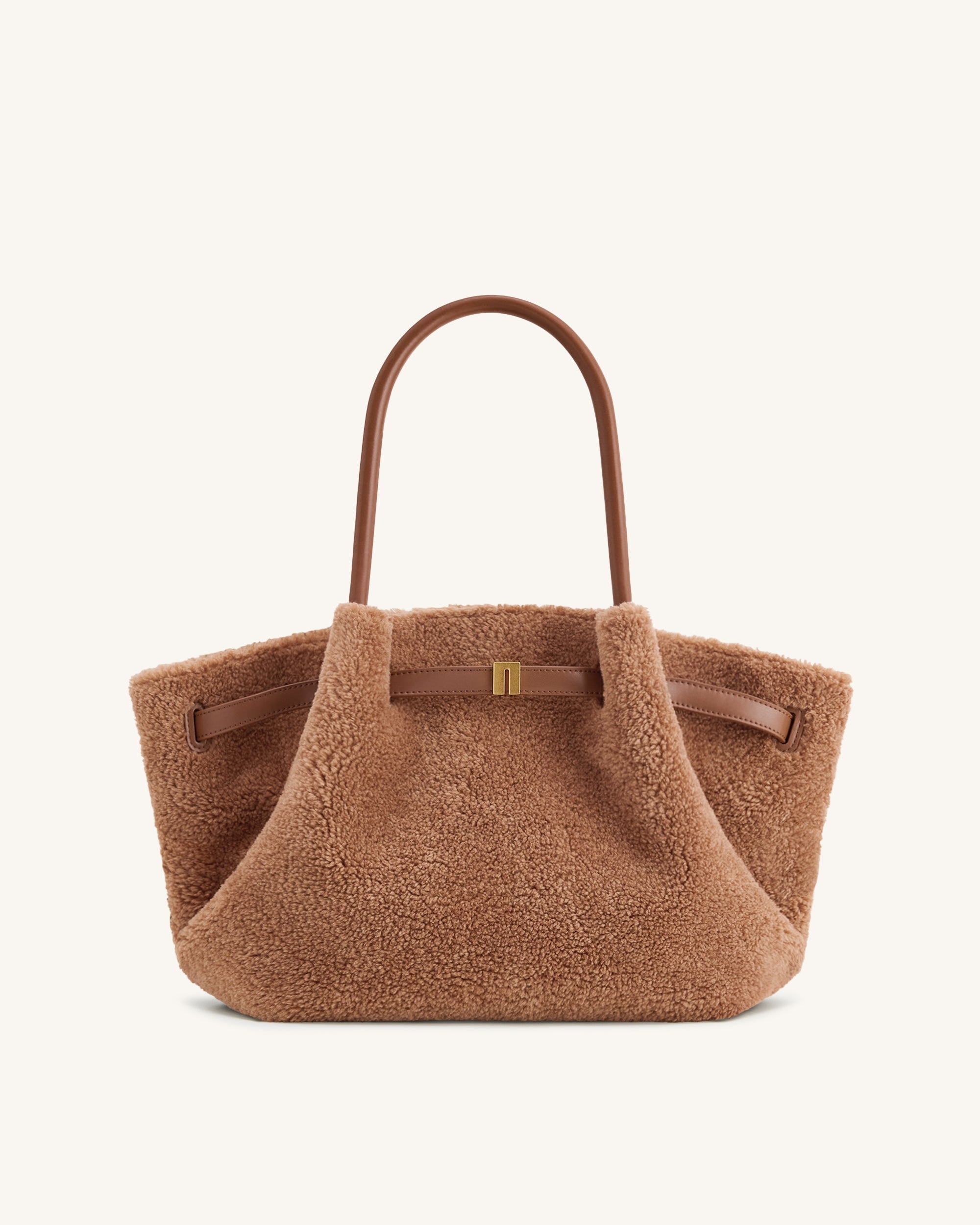 Jw Pei Hana Medium Faux Fur Tote Bag Coffee Brown