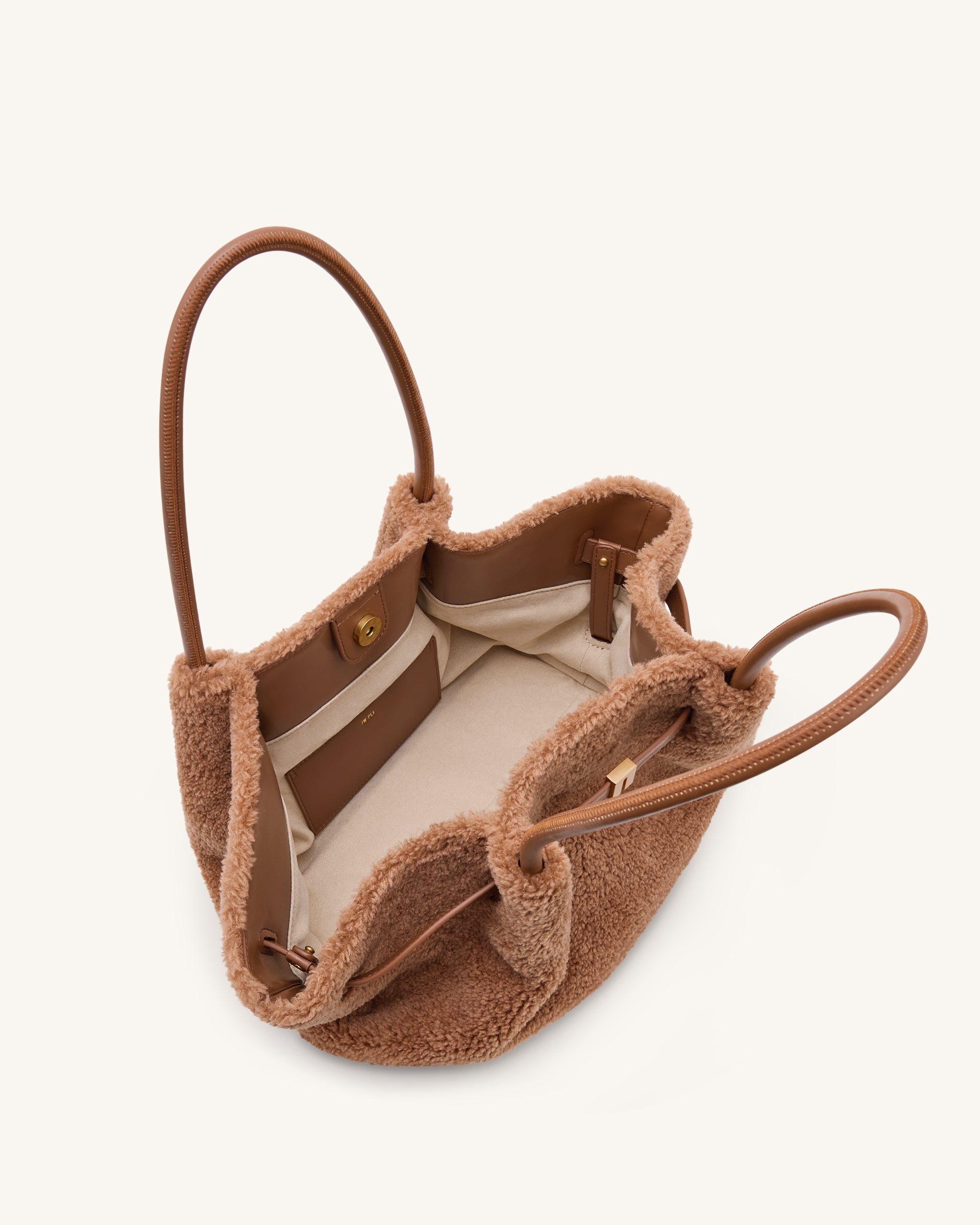 Jw Pei Hana Medium Faux Fur Tote Bag Coffee Brown