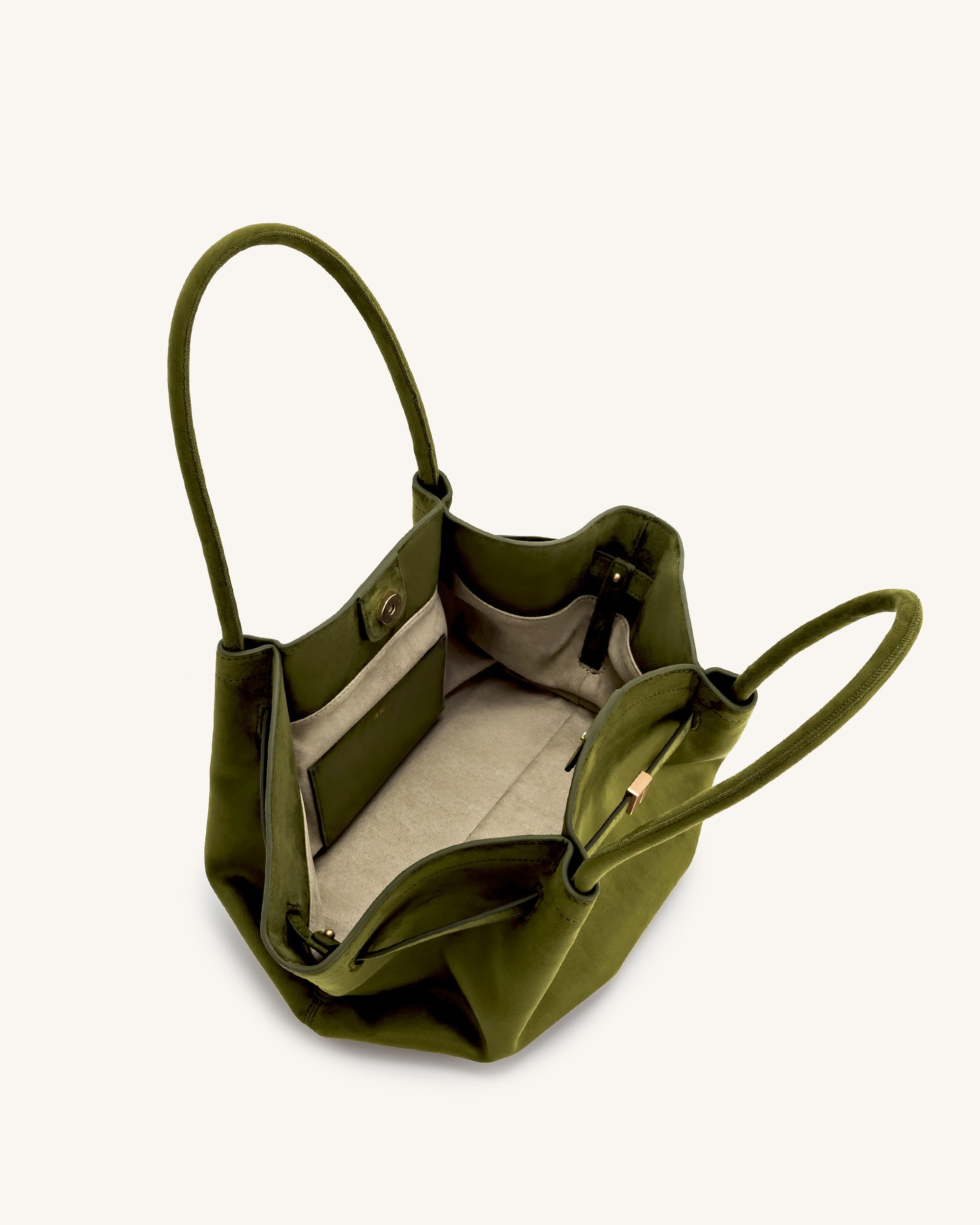 Jw Pei Hana Medium Faux Suede Tote Bag Dark Olive