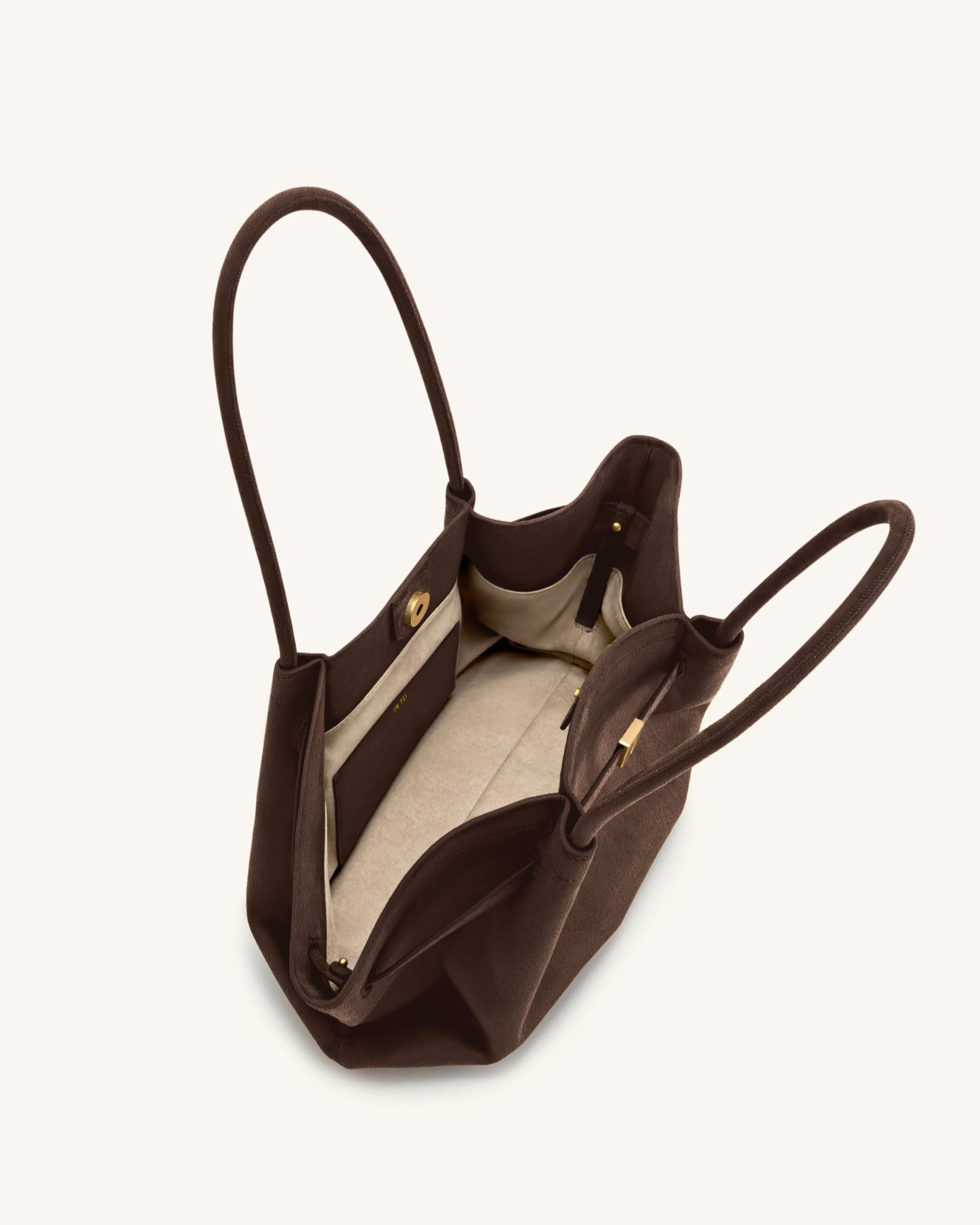 Jw Pei Hana Wide Faux Suede Tote Bag Dark Brown