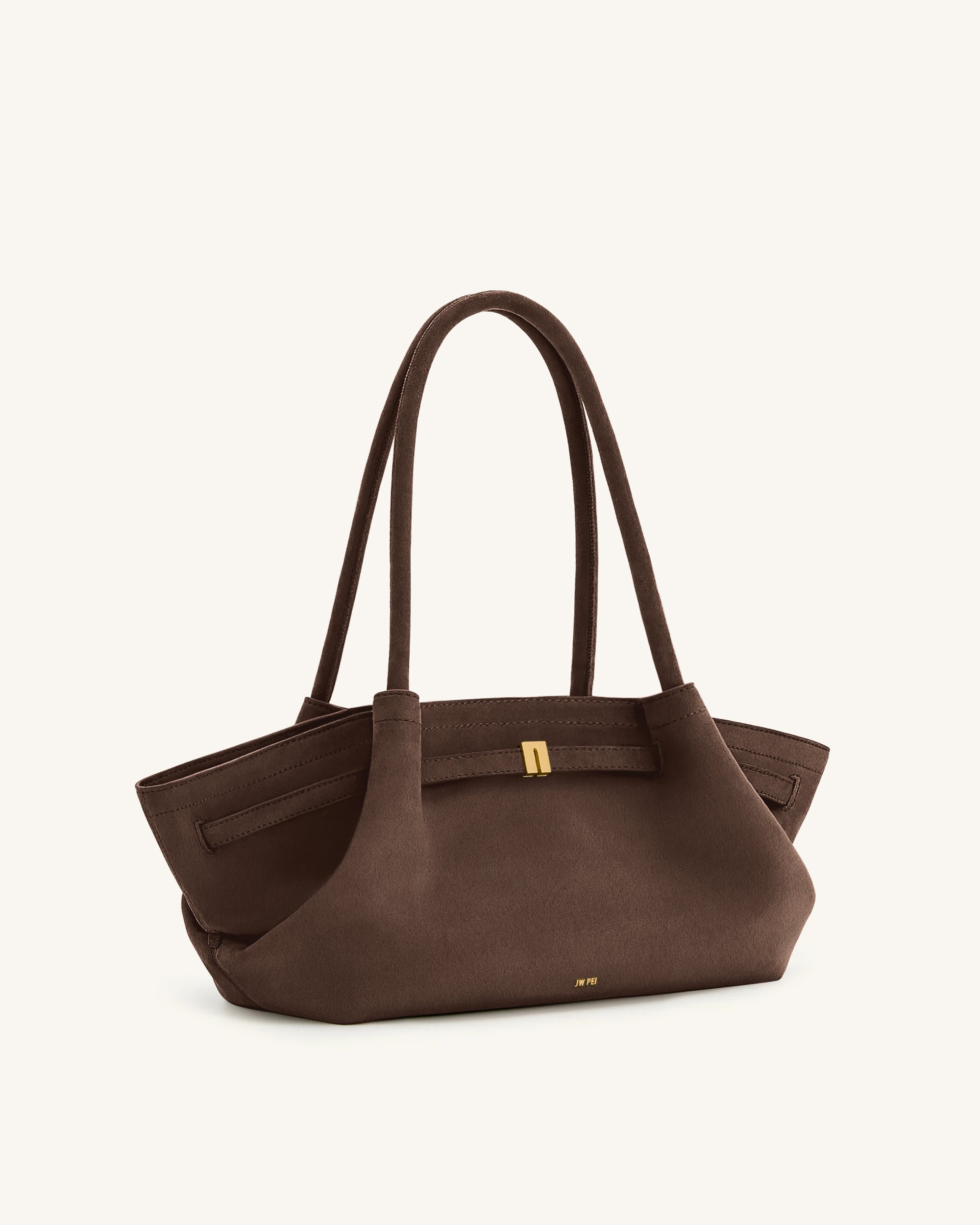 Jw Pei Hana Wide Faux Suede Tote Bag Dark Brown