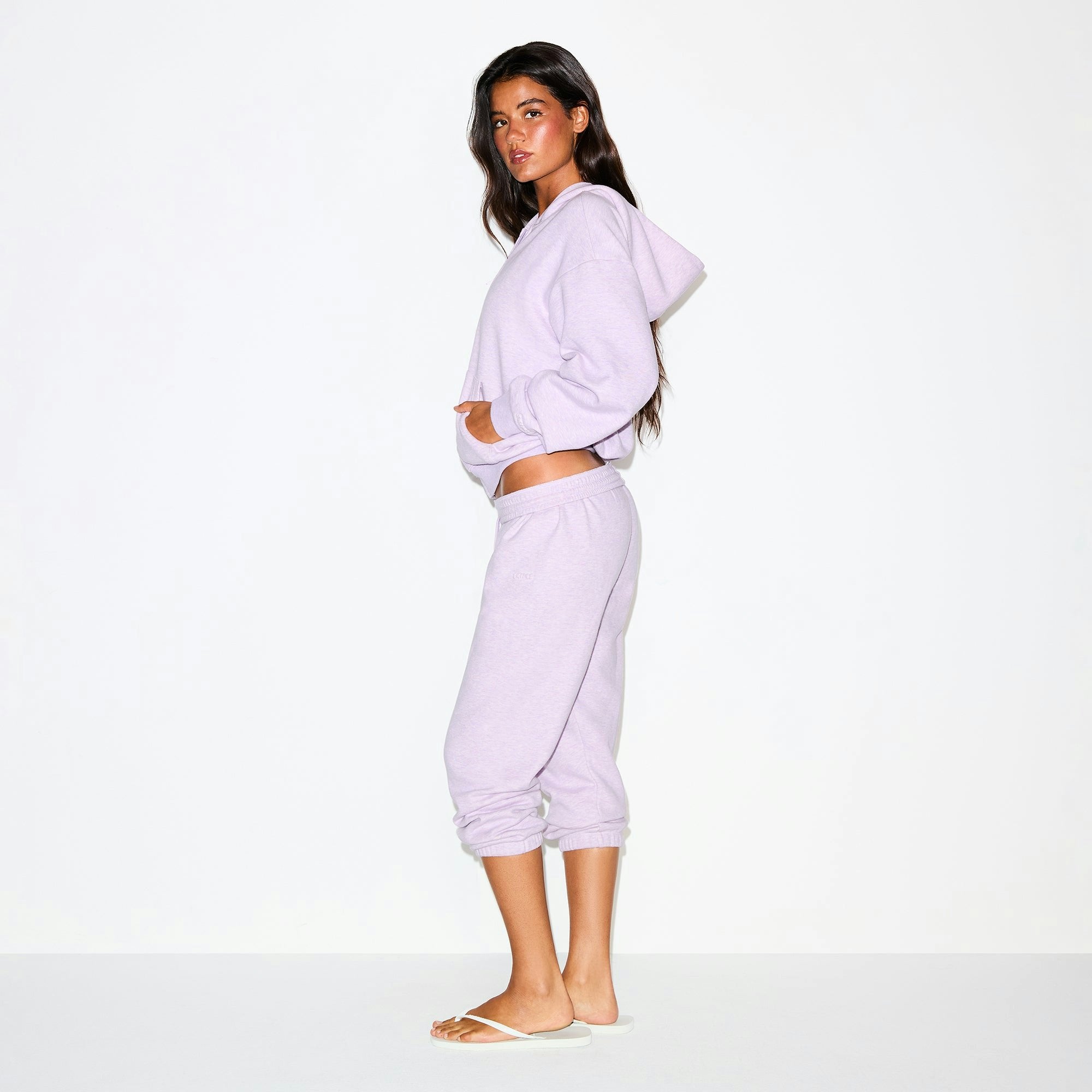 Skims Cotton Fleece Low Rise Capri Jogger Purple Heather