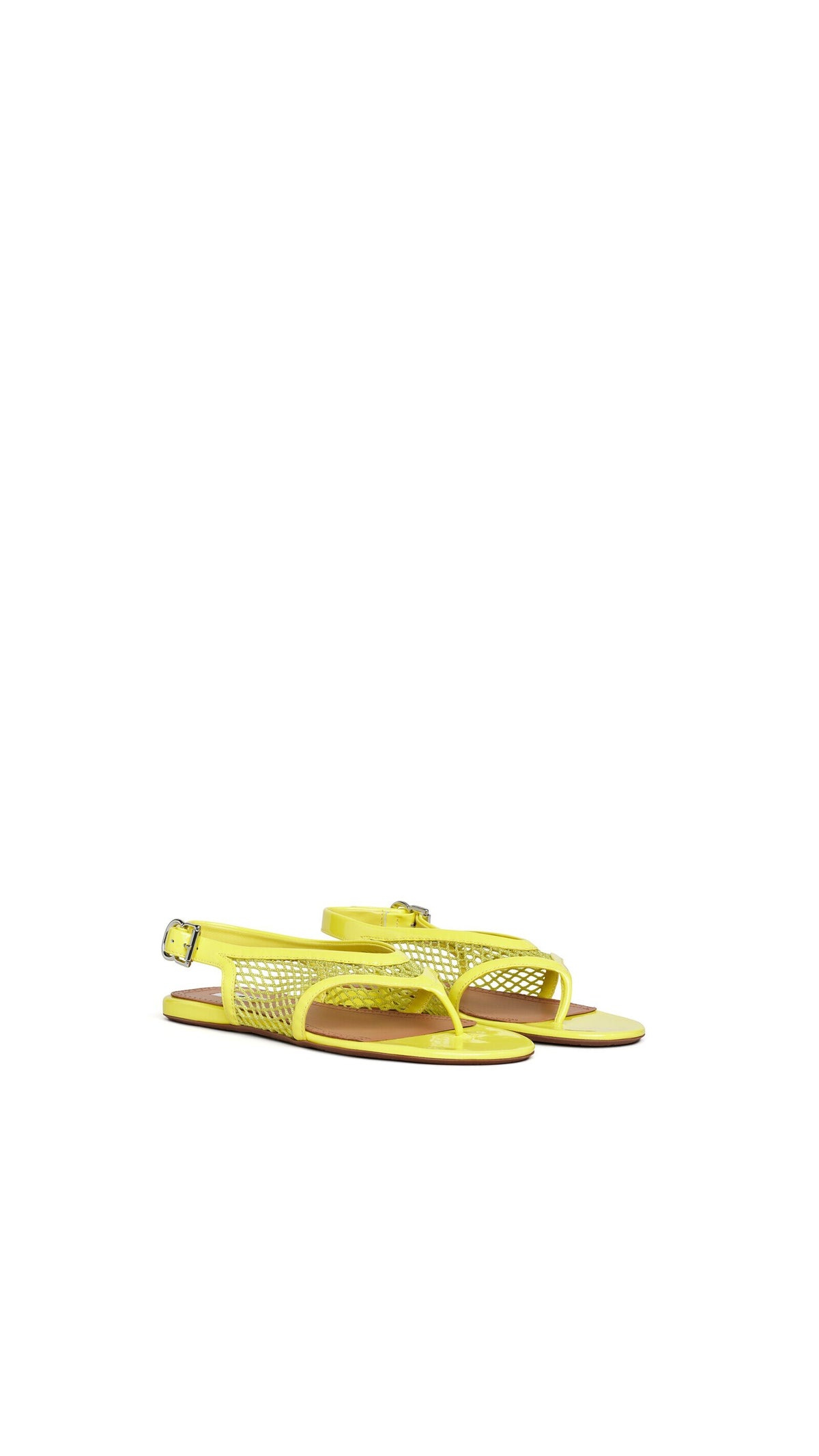 Alaïa Fishnet Thong Sandals In Patent Calfskin