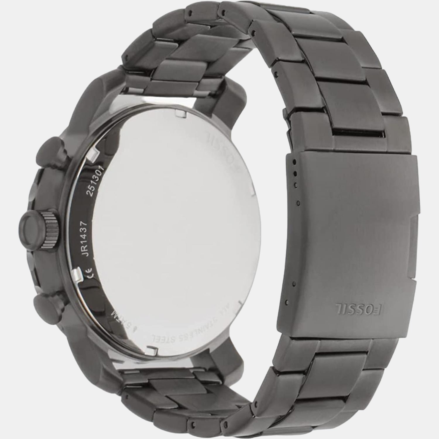 Fossil Nate Men Quartz Grey Dial Chronograph Stainless Steel Watch Jr1437
