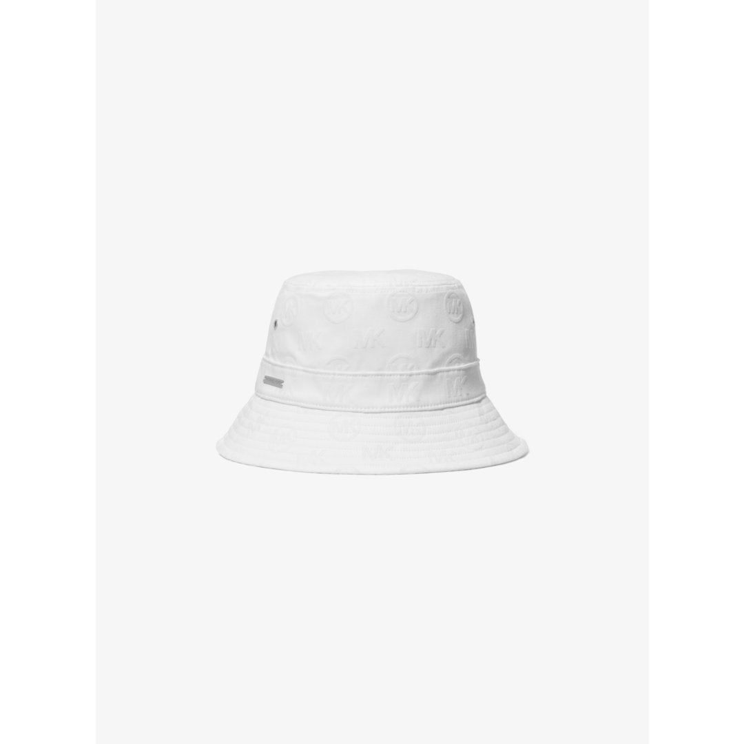 Michael Kors Logo Embossed Stretch Cotton Bucket Hat WHITE