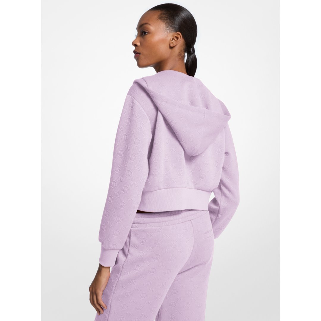 Michael Kors Logo Jacquard Charm Jacquard Cropped Zip-Up Hoodie QUARTZ