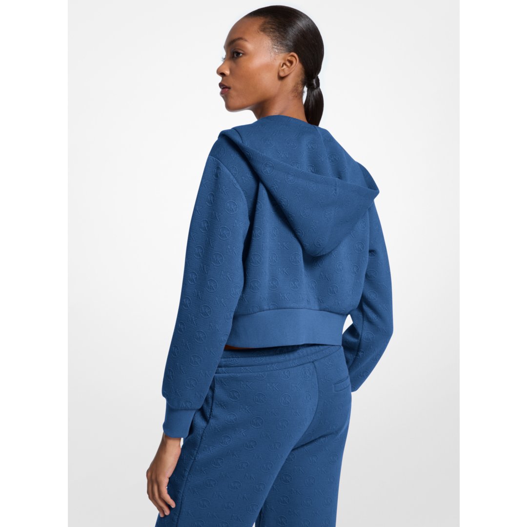 Michael Kors Logo Jacquard Charm Jacquard Cropped Zip-Up Hoodie GALAXY BLUE
