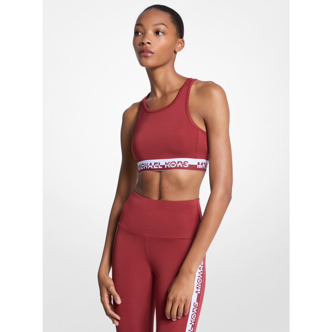 Michael Kors Logo Tape Sports Bra CHERRY