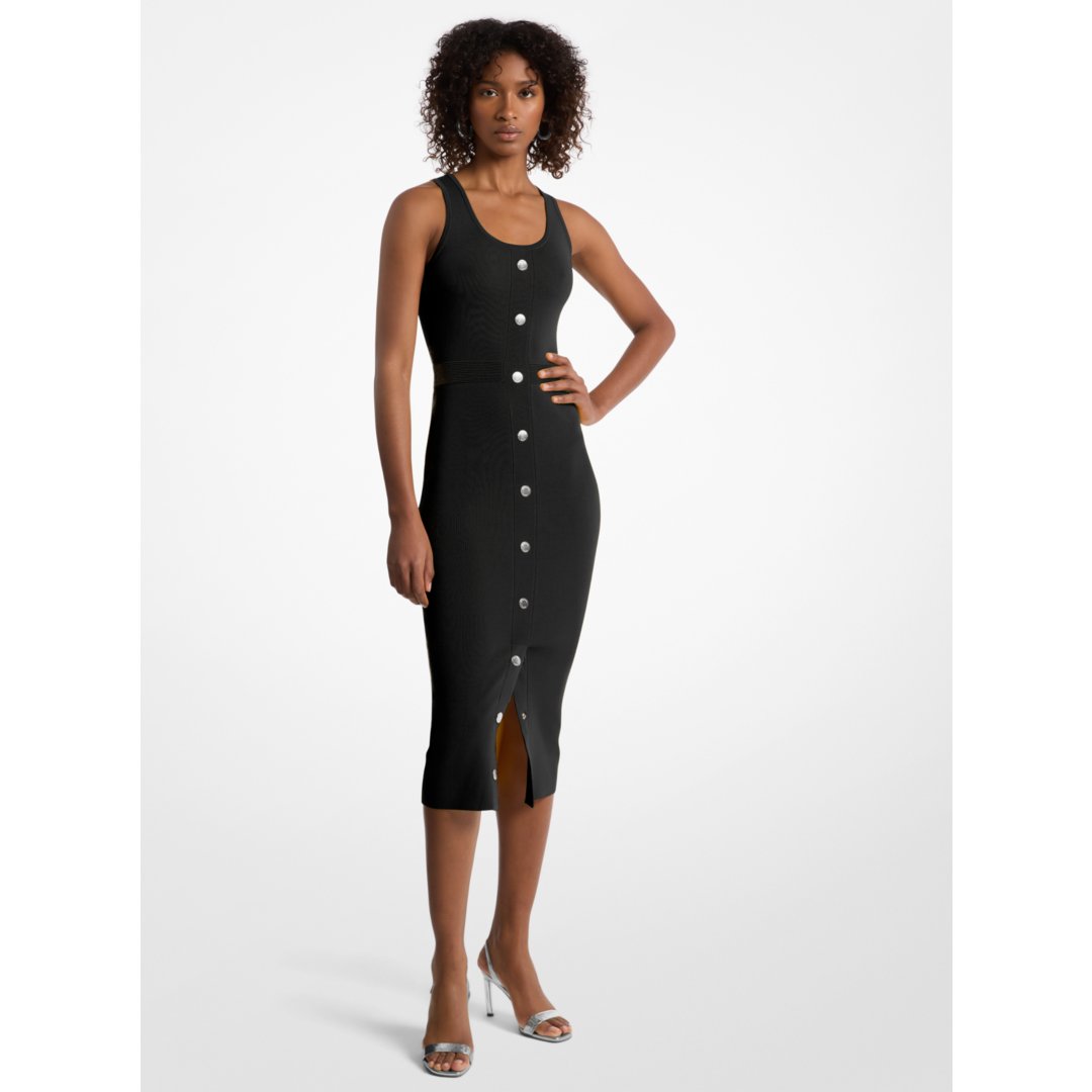 Michael Kors Stretch Viscose Blend Midi Tank Dress BLACK