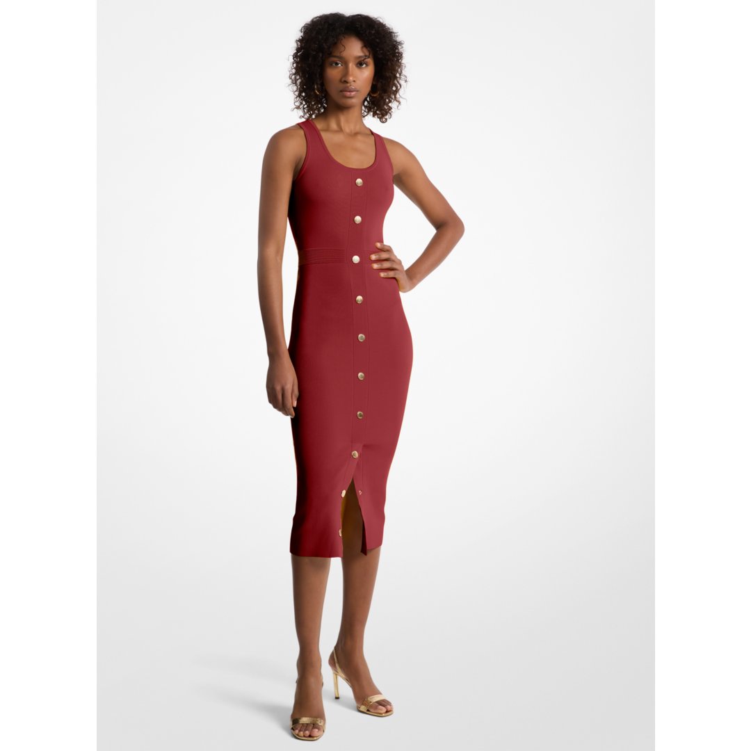 Michael Kors Stretch Viscose Blend Midi Tank Dress CHERRY