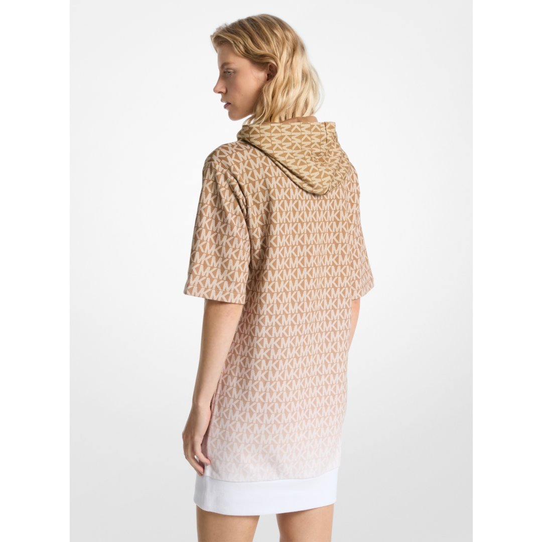 Michael Kors Ombr Signature Logo Cotton Terry Hoodie Dress HUSK