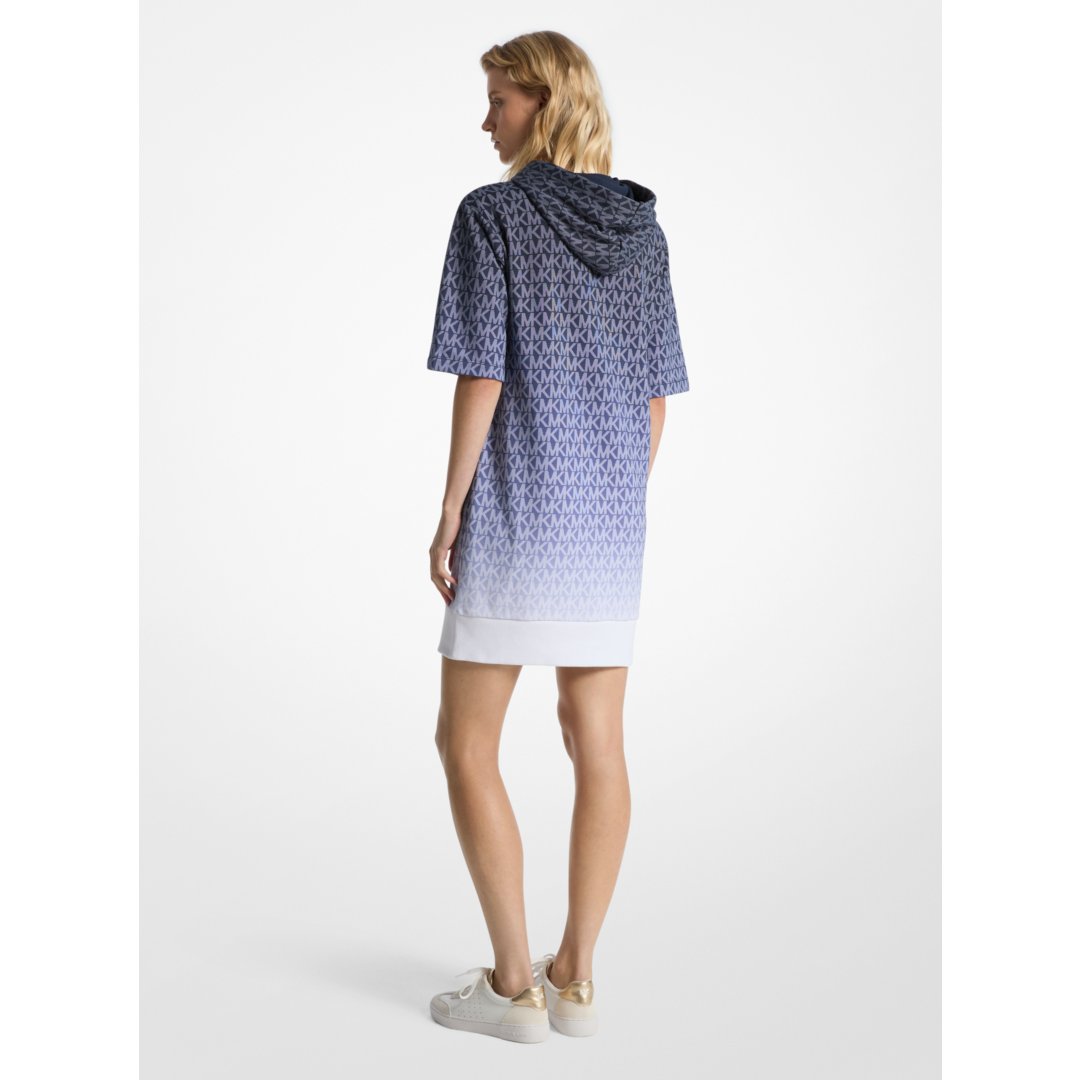 Michael Kors Ombr Signature Logo Cotton Terry Hoodie Dress MIDNIGHTBLUE