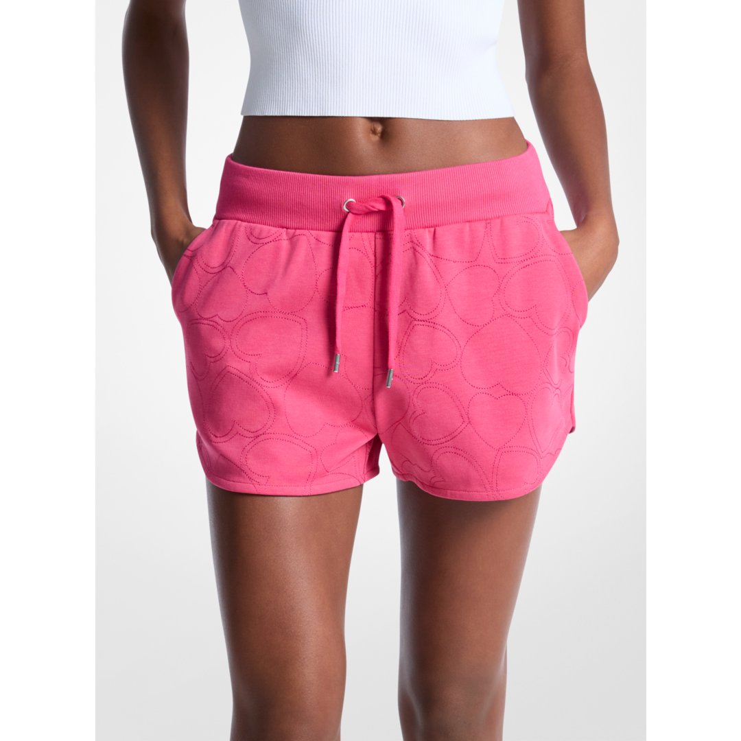 Michael Kors Heart Embroidered Cotton Blend Shorts HIBISCUS