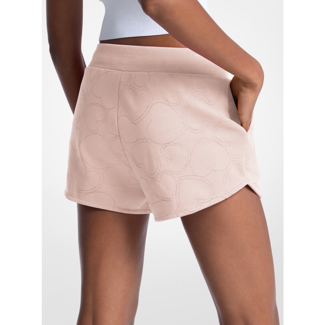 Michael Kors Heart Embroidered Cotton Blend Shorts POWDER BLUSH