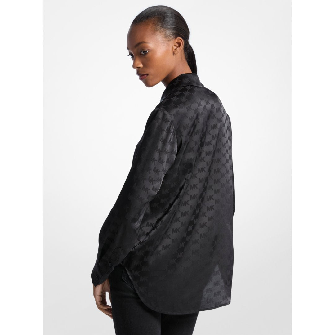 Michael Kors Logo Jacquard Satin Shirt BLACK