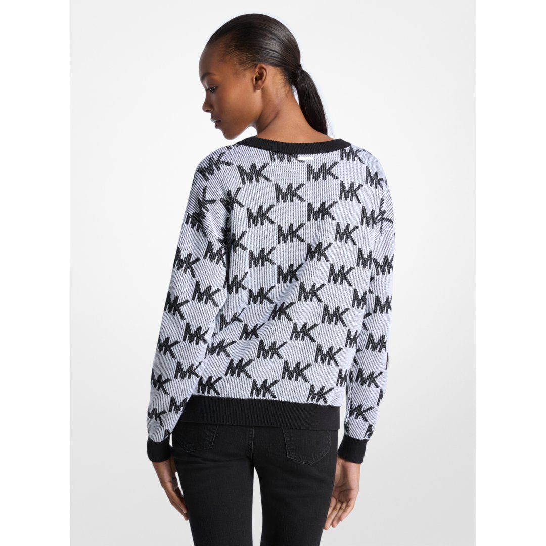 Michael Kors Logo Jacquard Knit Sweater BLACK