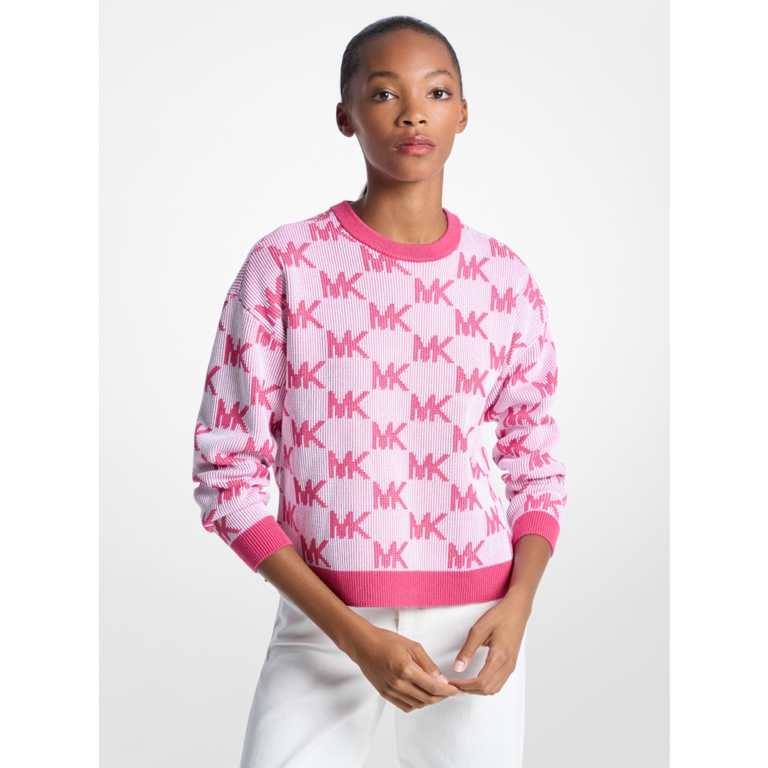 Michael Kors Logo Jacquard Knit Sweater HIBISCUS