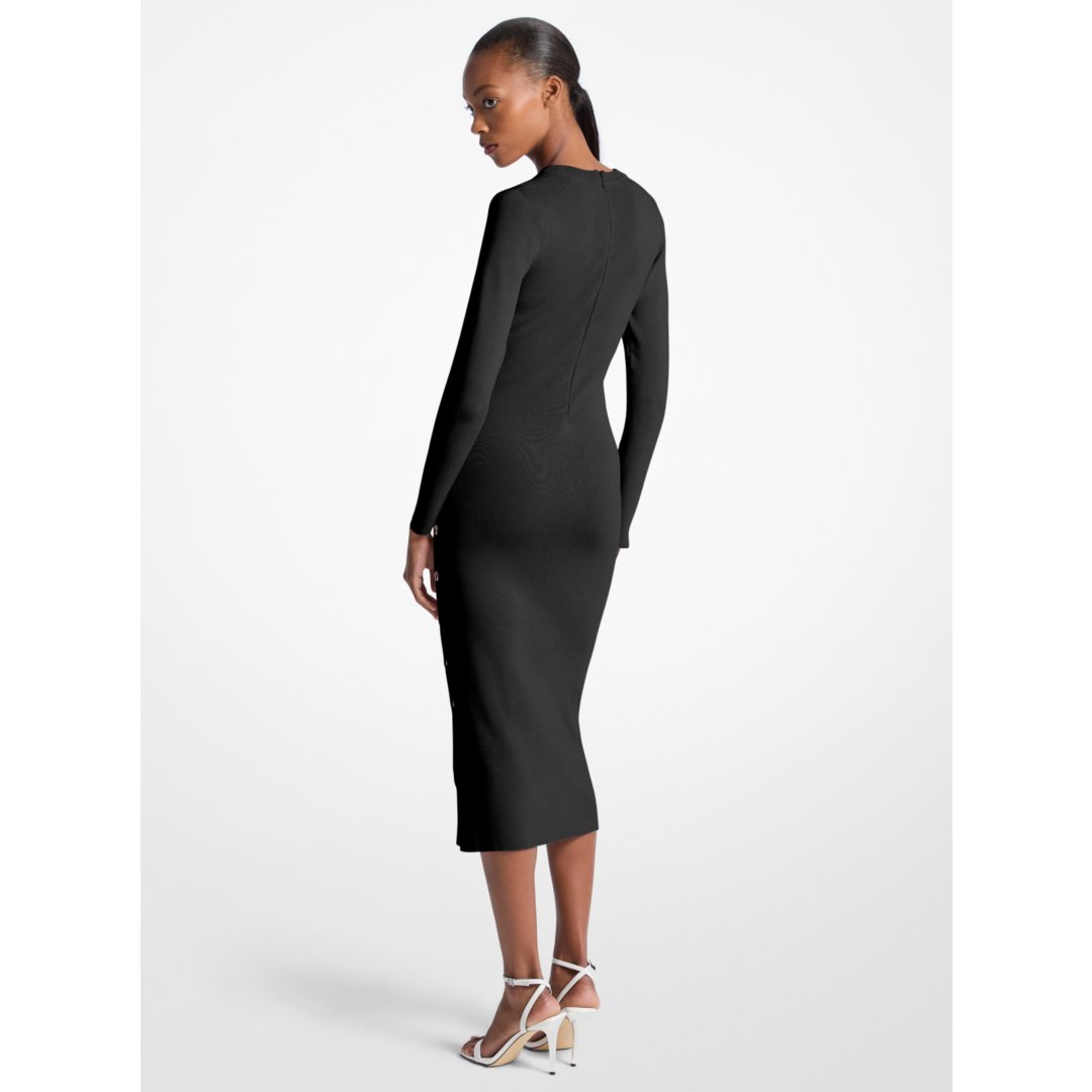 Michael Kors Viscose Blend Snap Dress BLACK