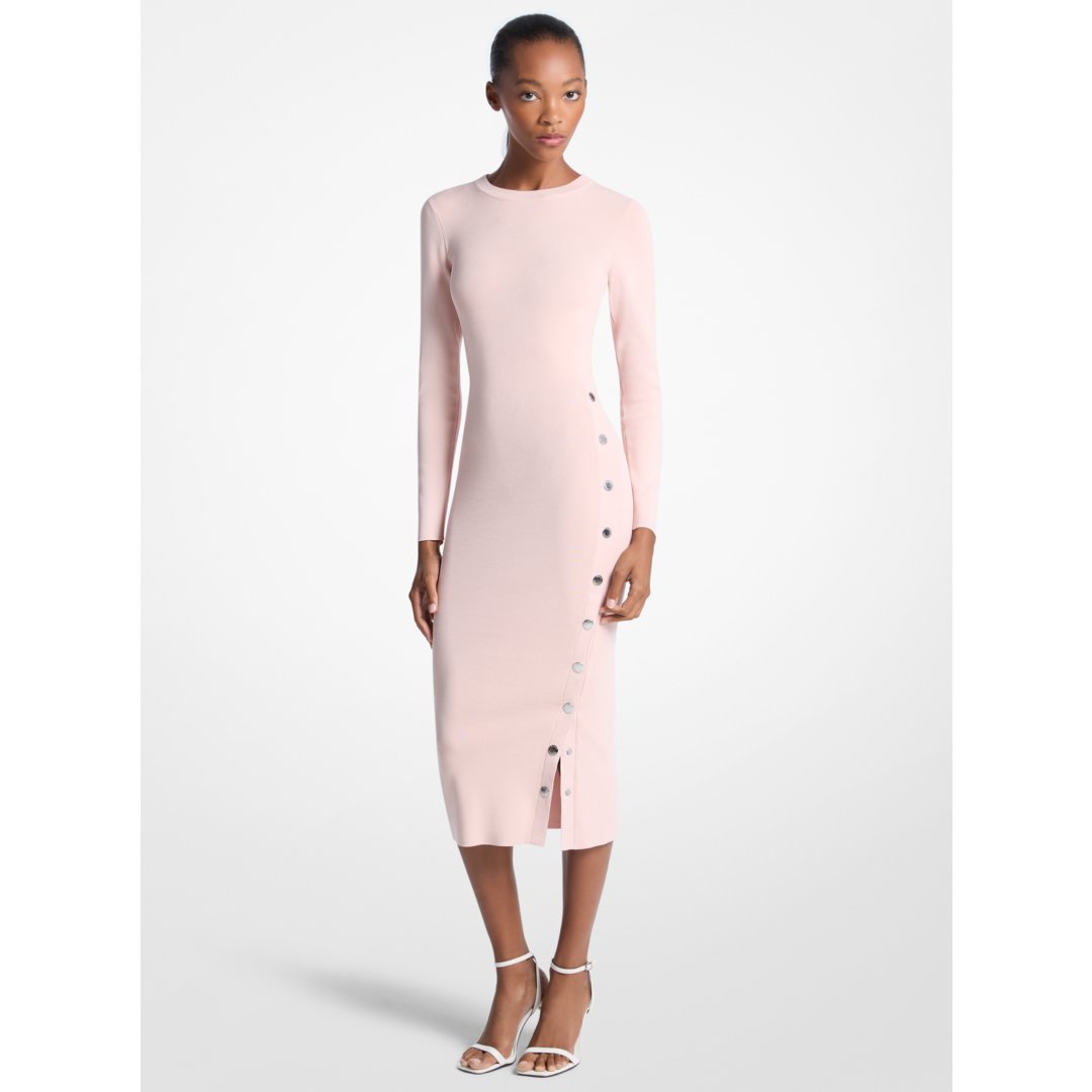 Michael Kors Viscose Blend Snap Dress POWDER BLUSH